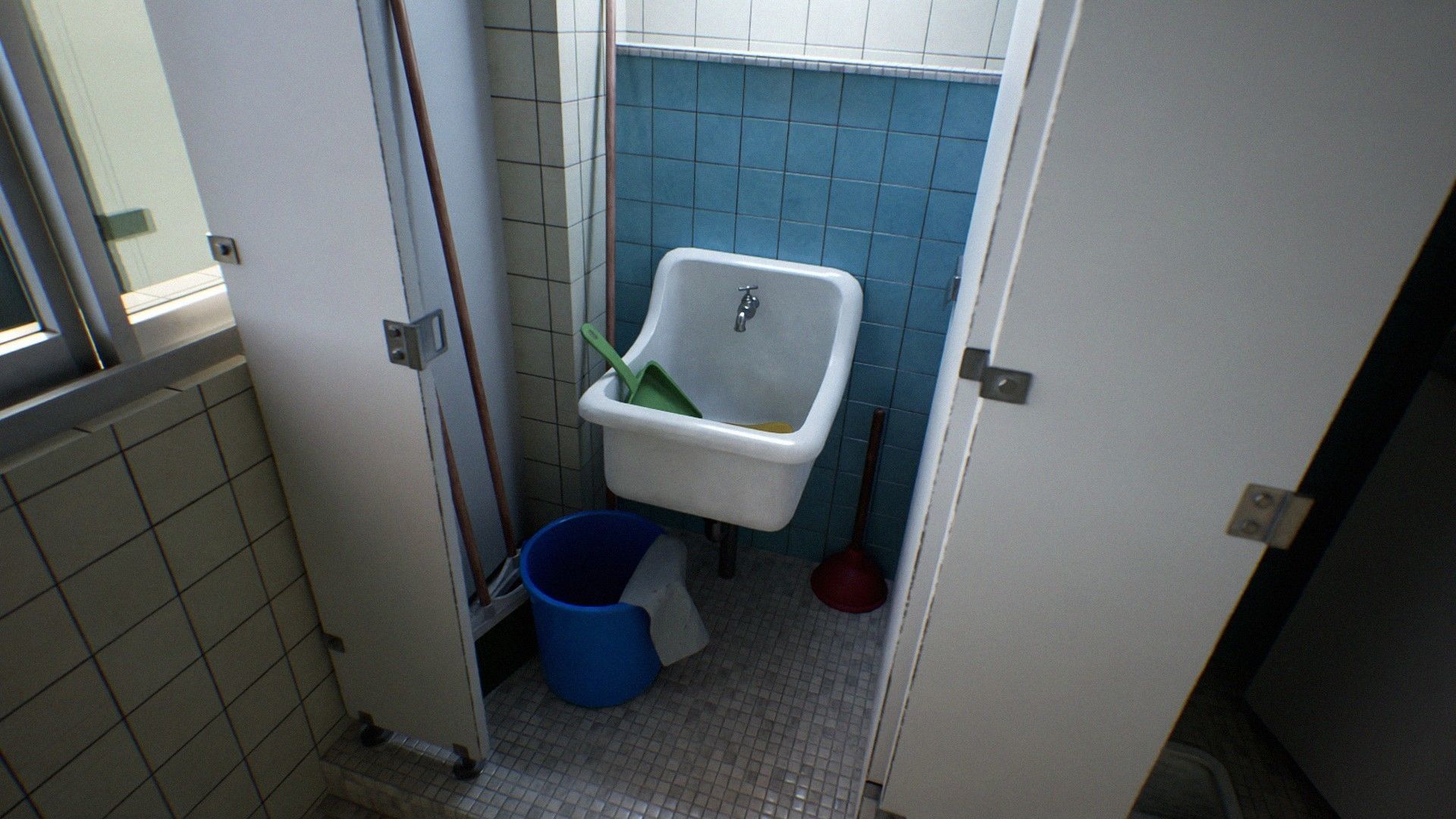 Japanese School Restroom - For Visual Novels and Games Low-poly 3D model_1