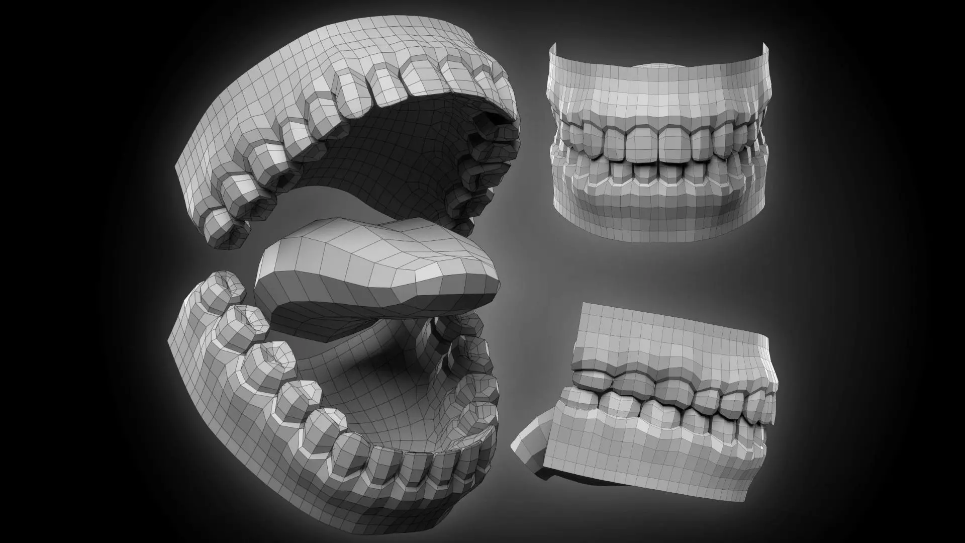 Realistic Human Jaws and Tongue Low-poly 3D model_0