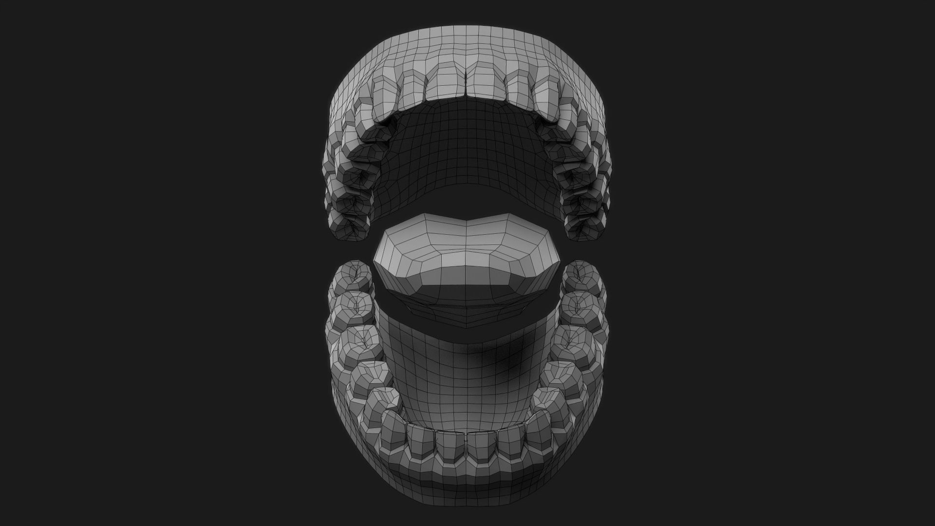 Realistic Human Jaws and Tongue Low-poly 3D model_12