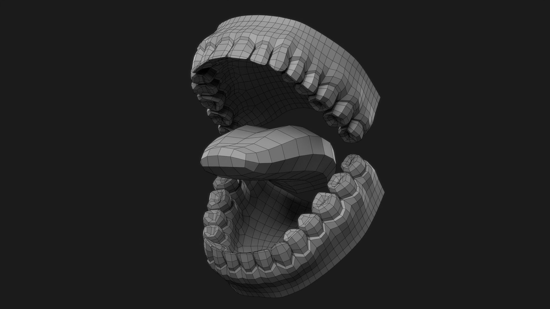 Realistic Human Jaws and Tongue Low-poly 3D model_11