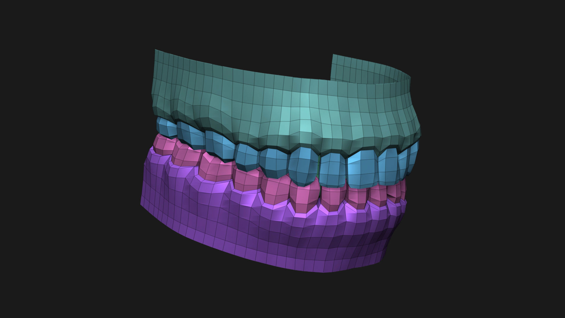 Realistic Human Jaws and Tongue Low-poly 3D model_19