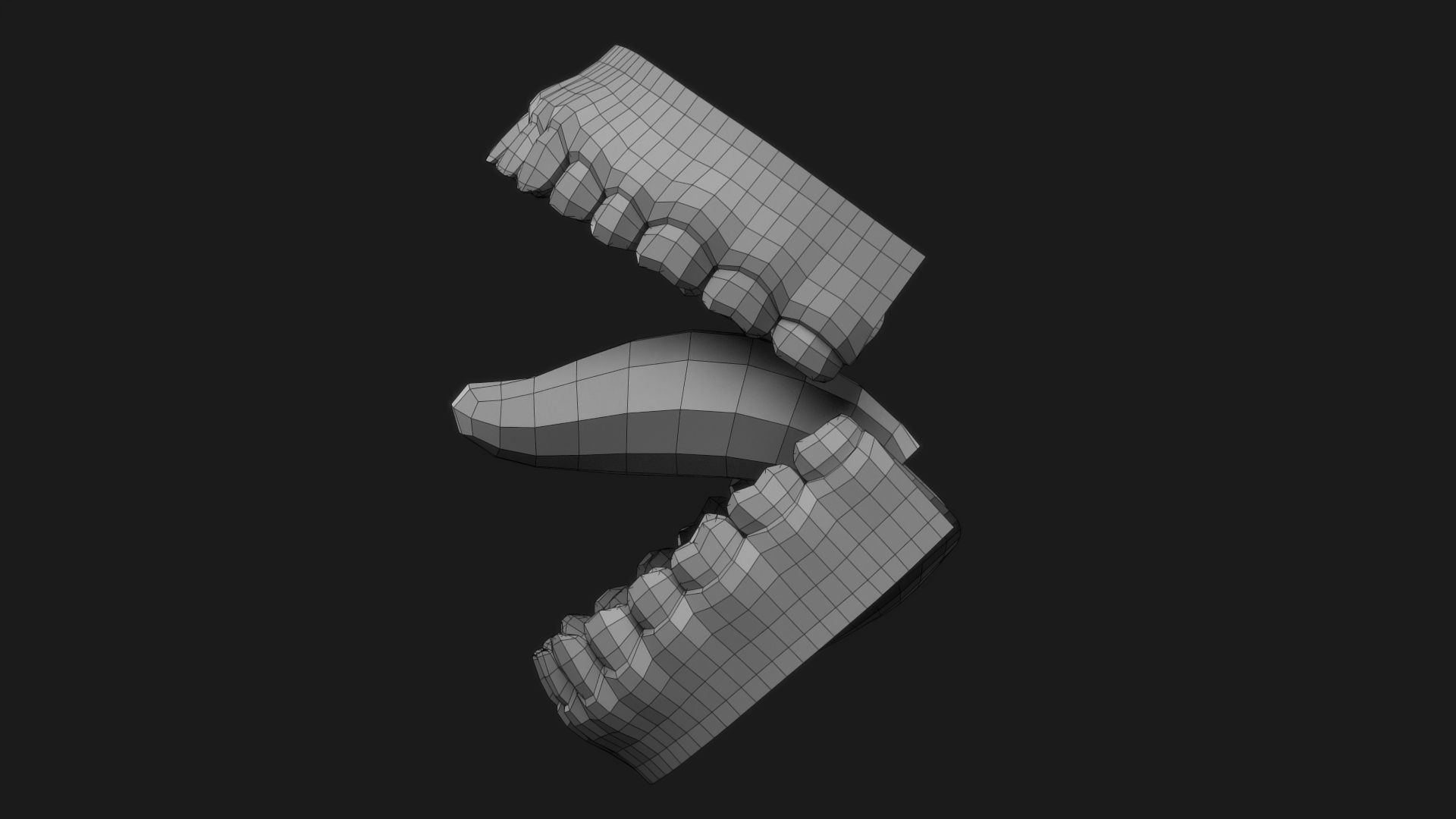 Realistic Human Jaws and Tongue Low-poly 3D model_10