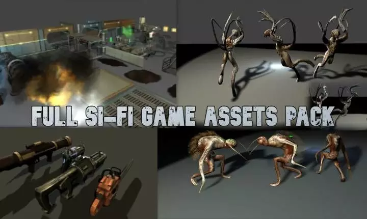 Full Si-Fi Pack Contains Game Assets Low-poly 3D model_0