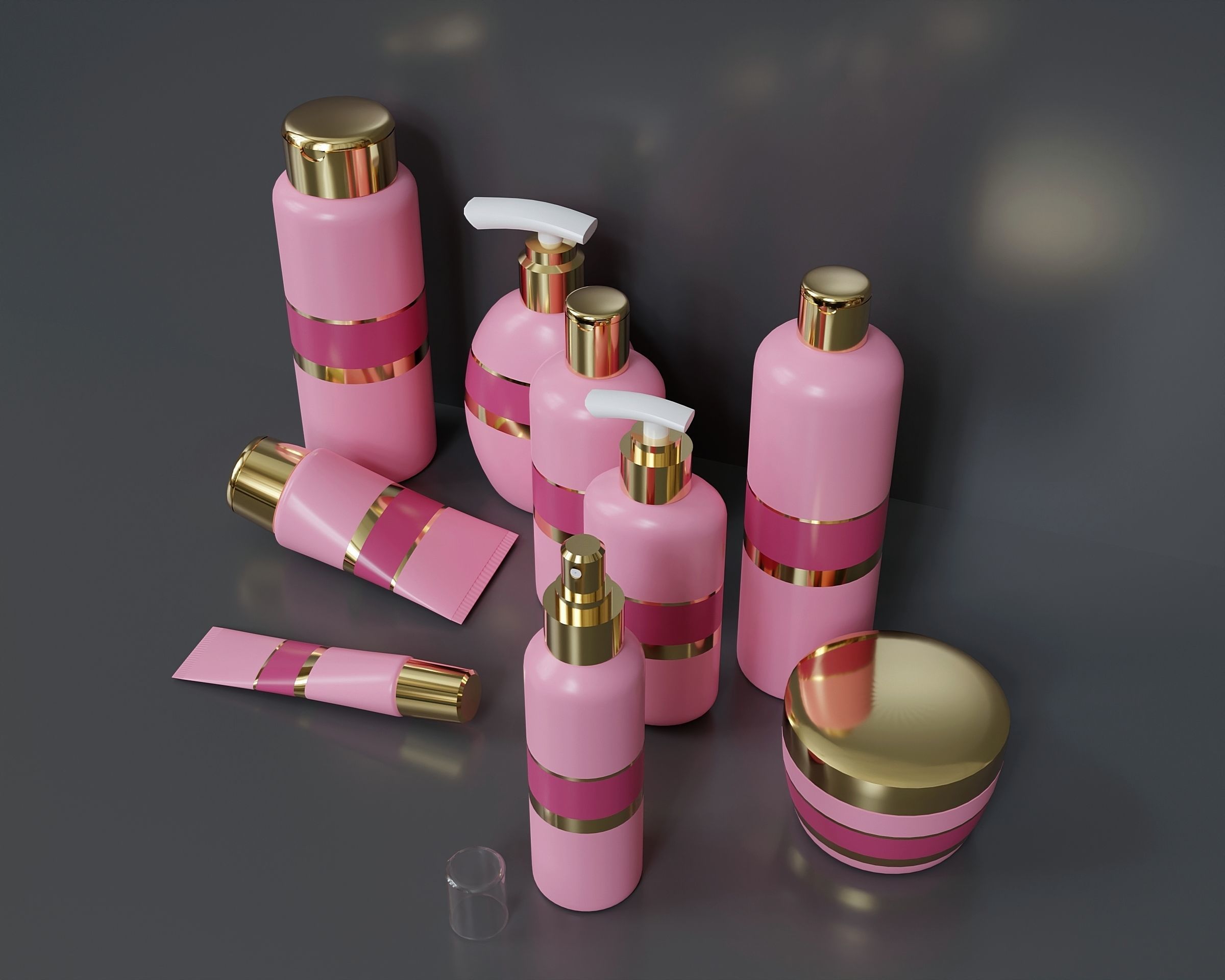 Set of containers for cosmetics Low-poly 3D model_3