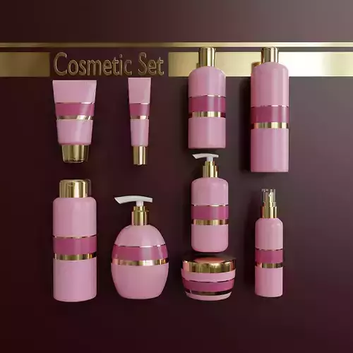 Set of containers for cosmetics Low-poly 3D model