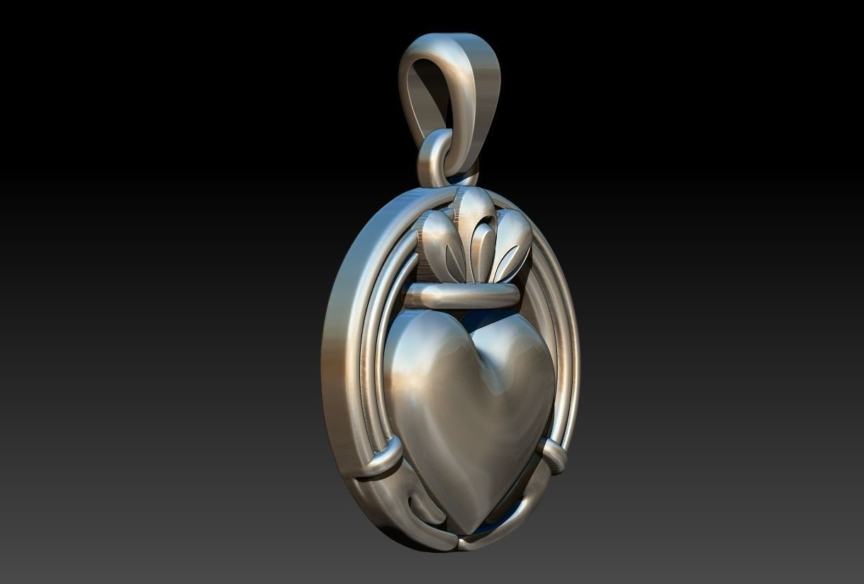 Claddagh Pendant 3D print model_2