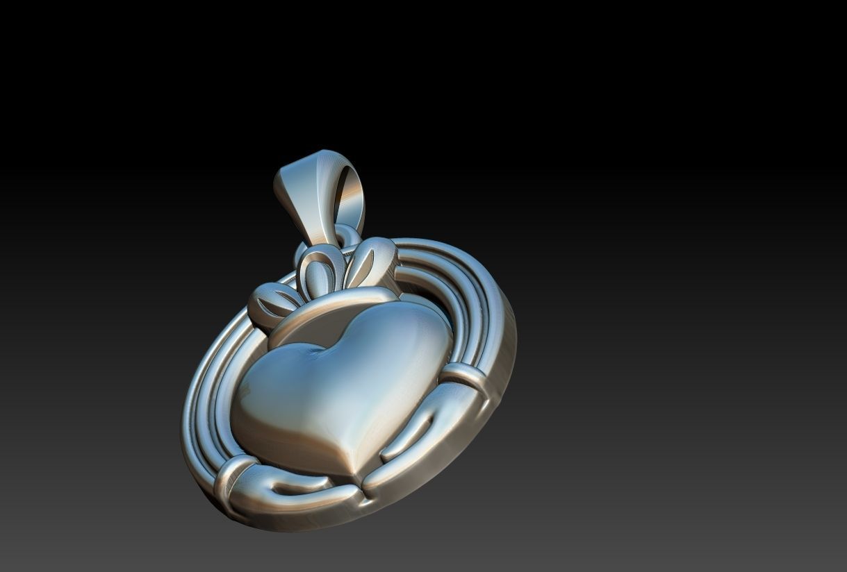 Claddagh Pendant 3D print model_12