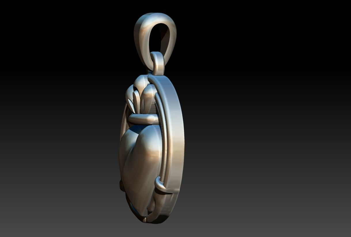 Claddagh Pendant 3D print model_10