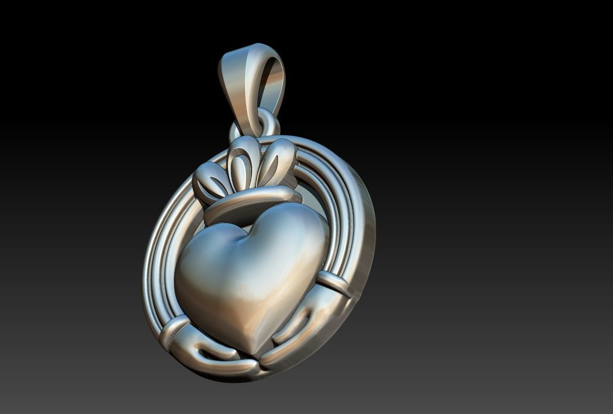 Claddagh Pendant 3D print model_11
