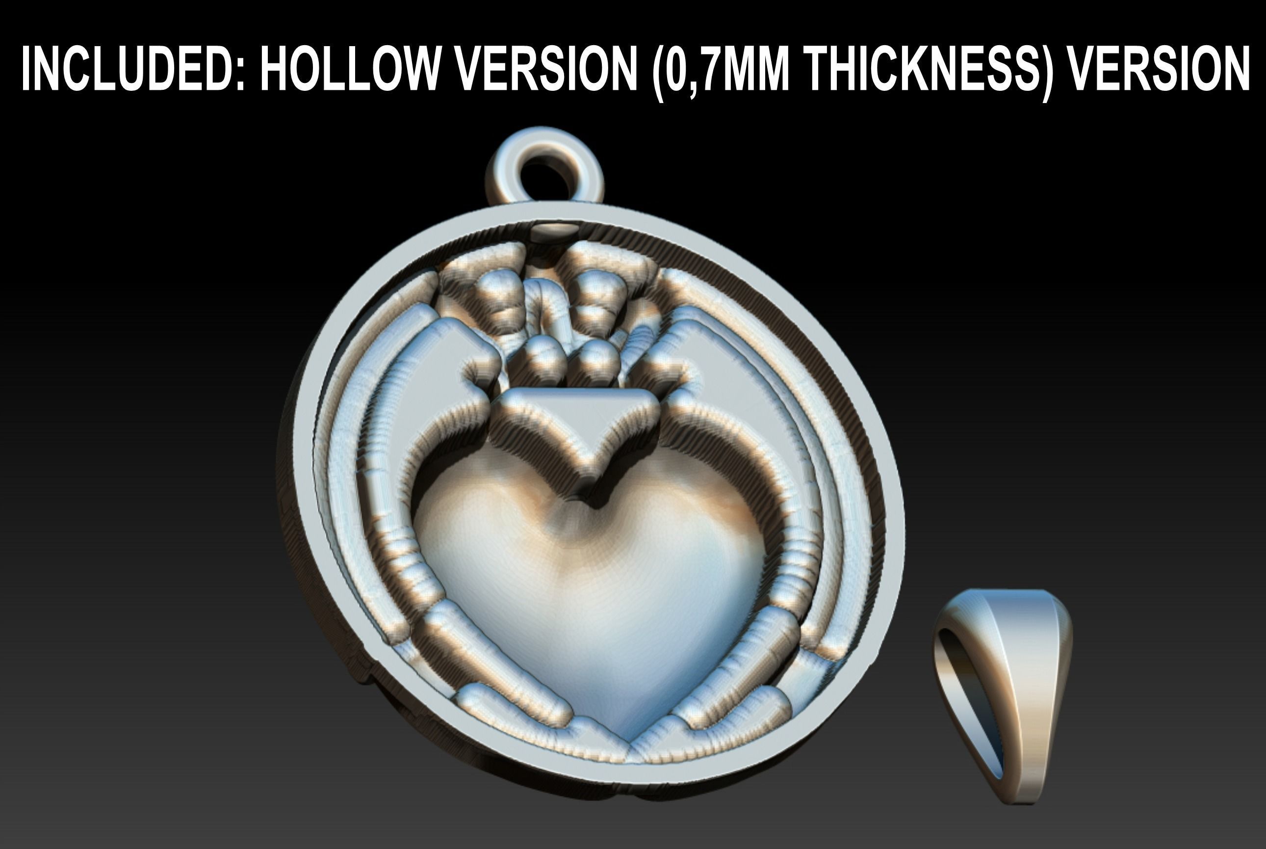 Claddagh Pendant 3D print model_7