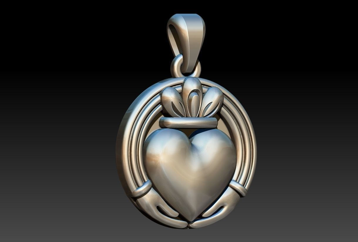 Claddagh Pendant 3D print model_1