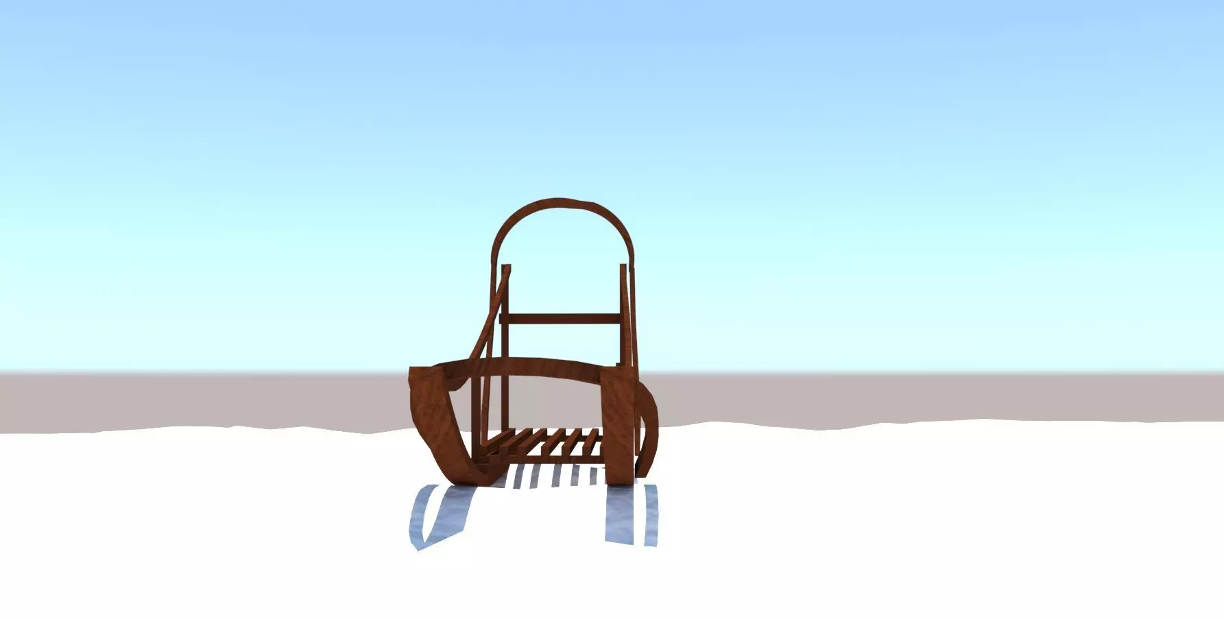 SLED MODEL wooden in snow 3D model_0