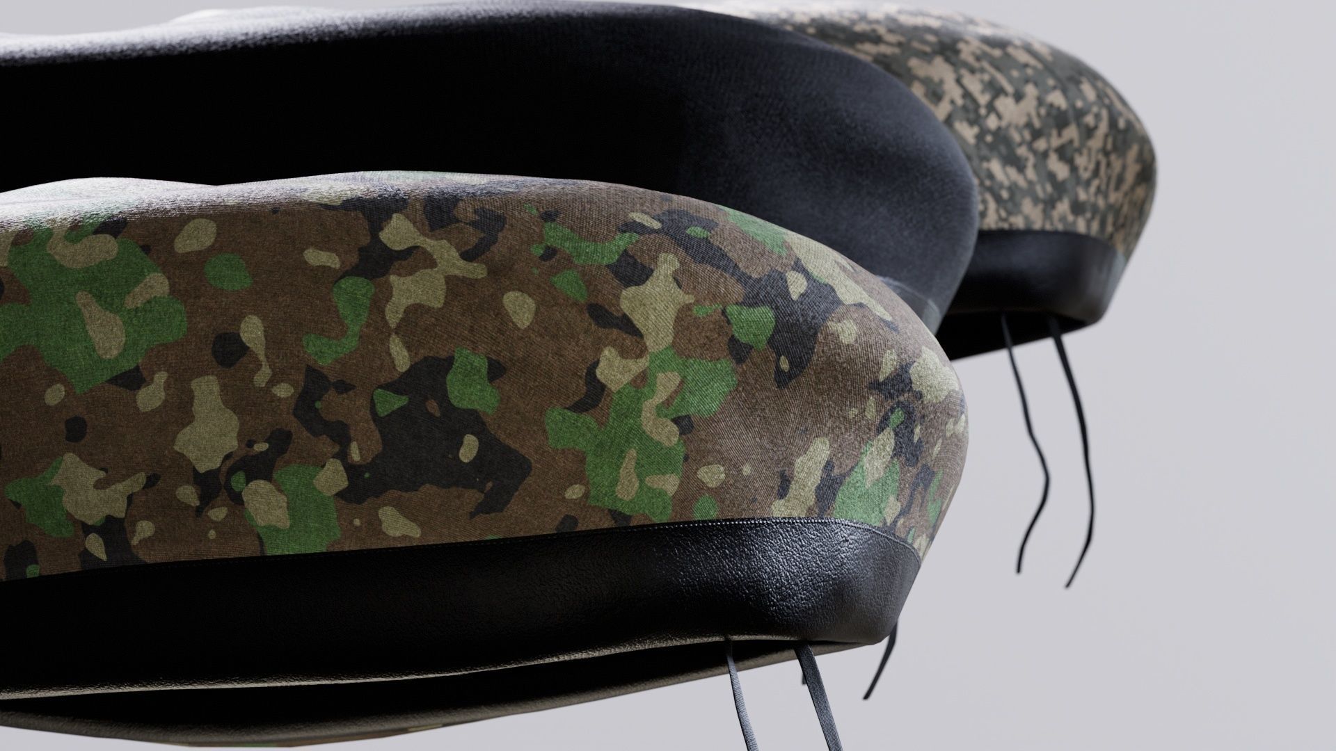  Military Hat Beret Set  Low-poly 3D model_11
