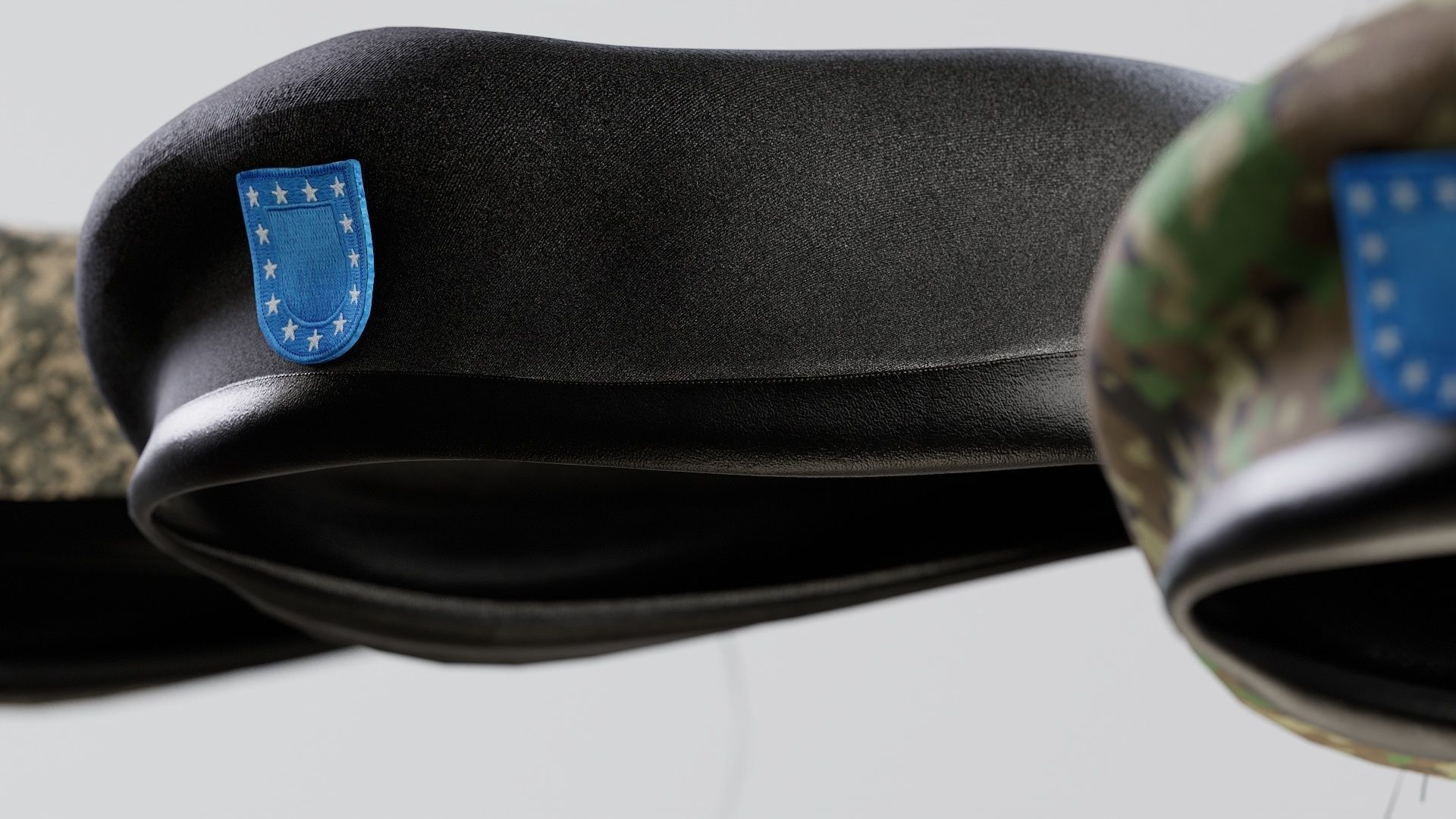  Military Hat Beret Set  Low-poly 3D model_5