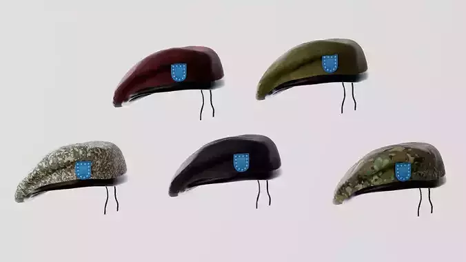  Military Hat Beret Set  Low-poly 3D model