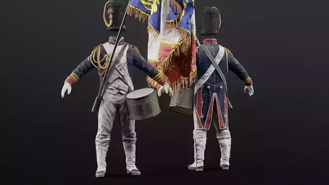 Soldier Napoleon Flag bearer 3D model