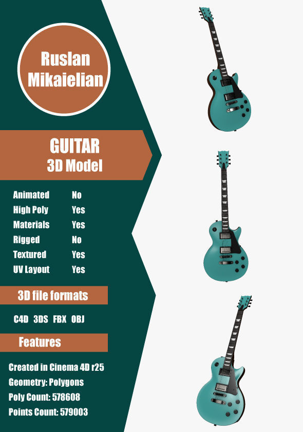 Electric Guitar 3D model_1