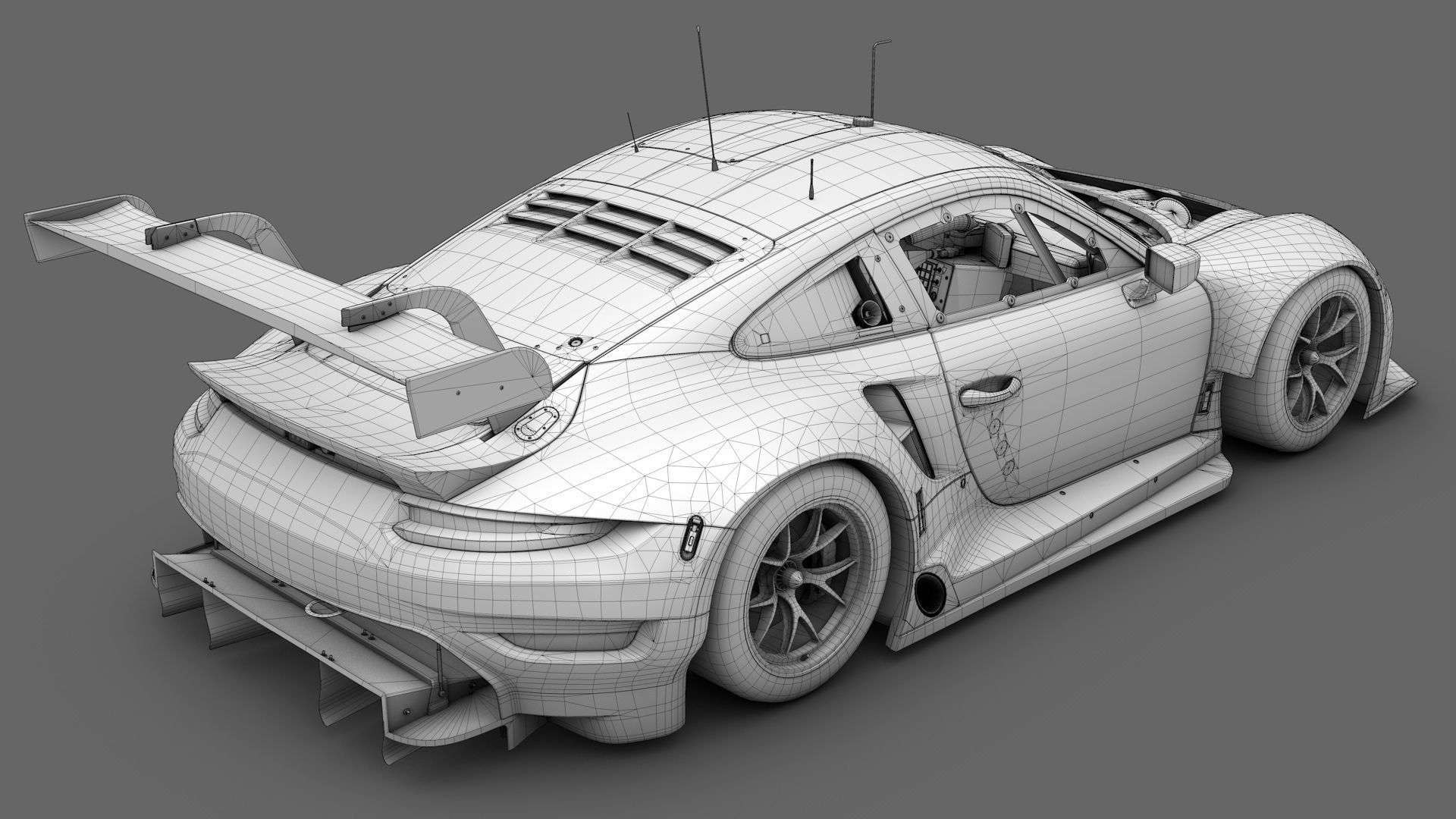 Porsche 911 RSR 2019 GT3 GTLM Low-poly 3D model_12