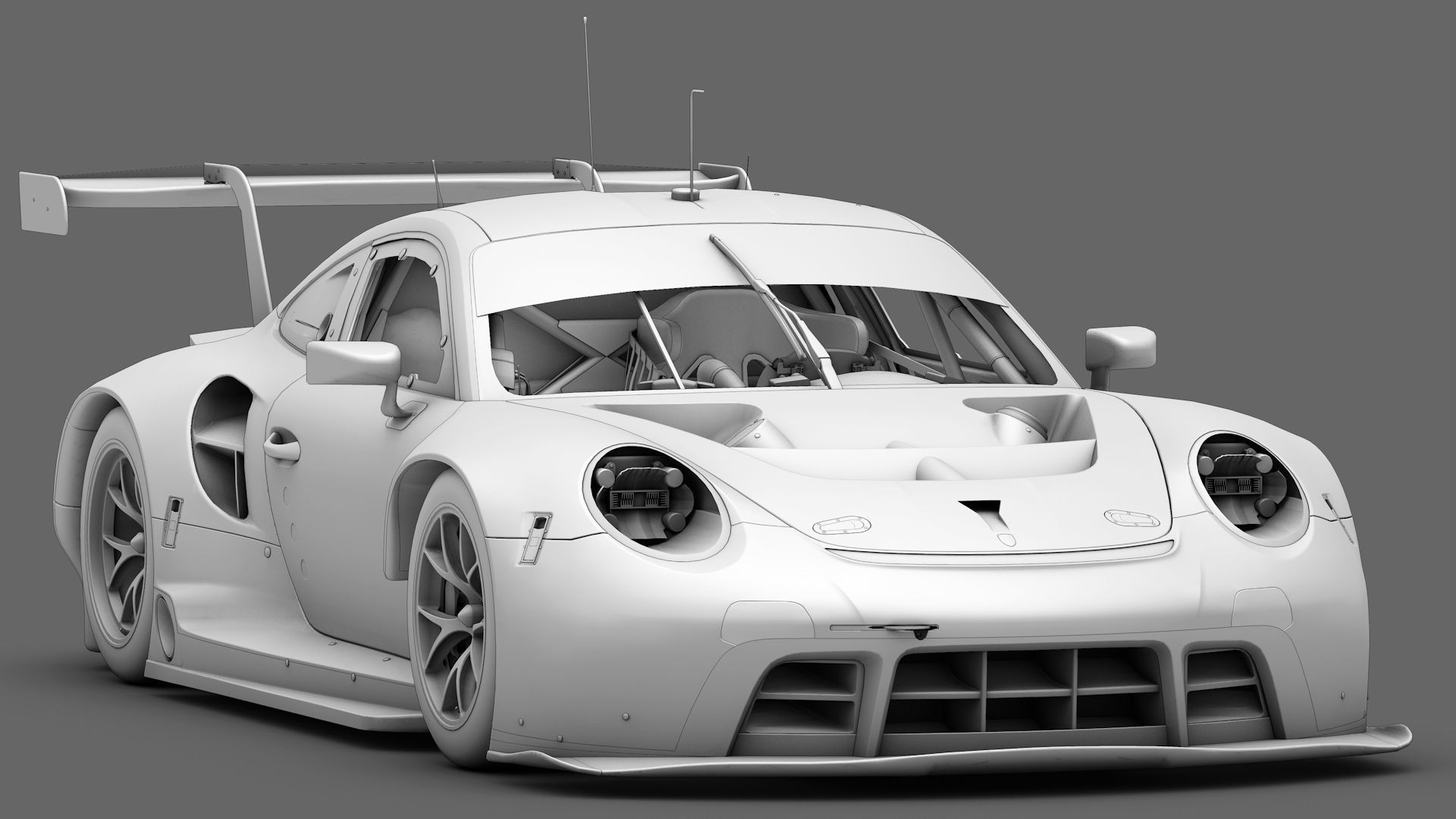 Porsche 911 RSR 2019 GT3 GTLM Low-poly 3D model_5