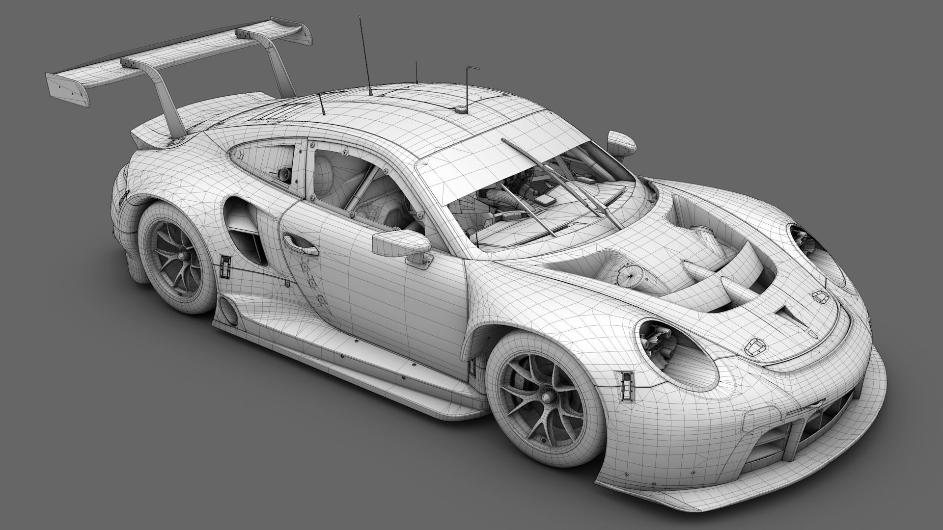 Porsche 911 RSR 2019 GT3 GTLM Low-poly 3D model_10