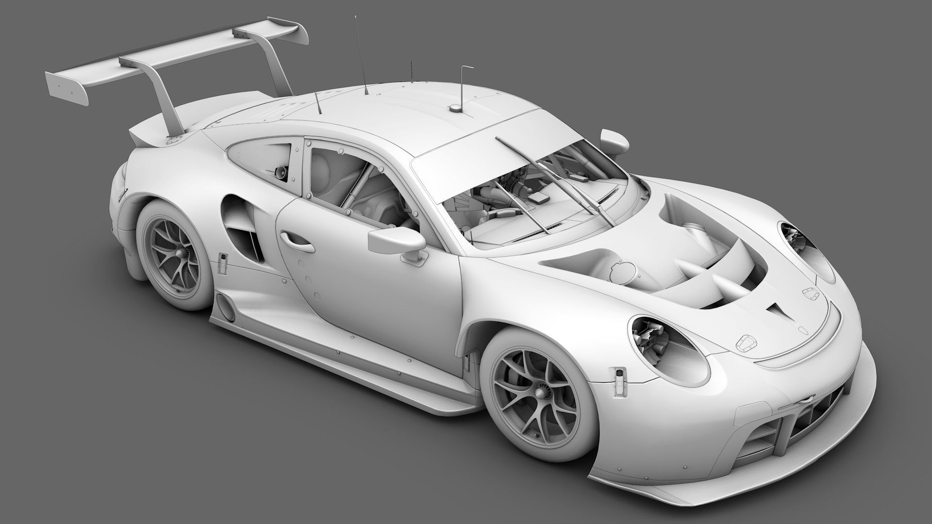 Porsche 911 RSR 2019 GT3 GTLM Low-poly 3D model_9