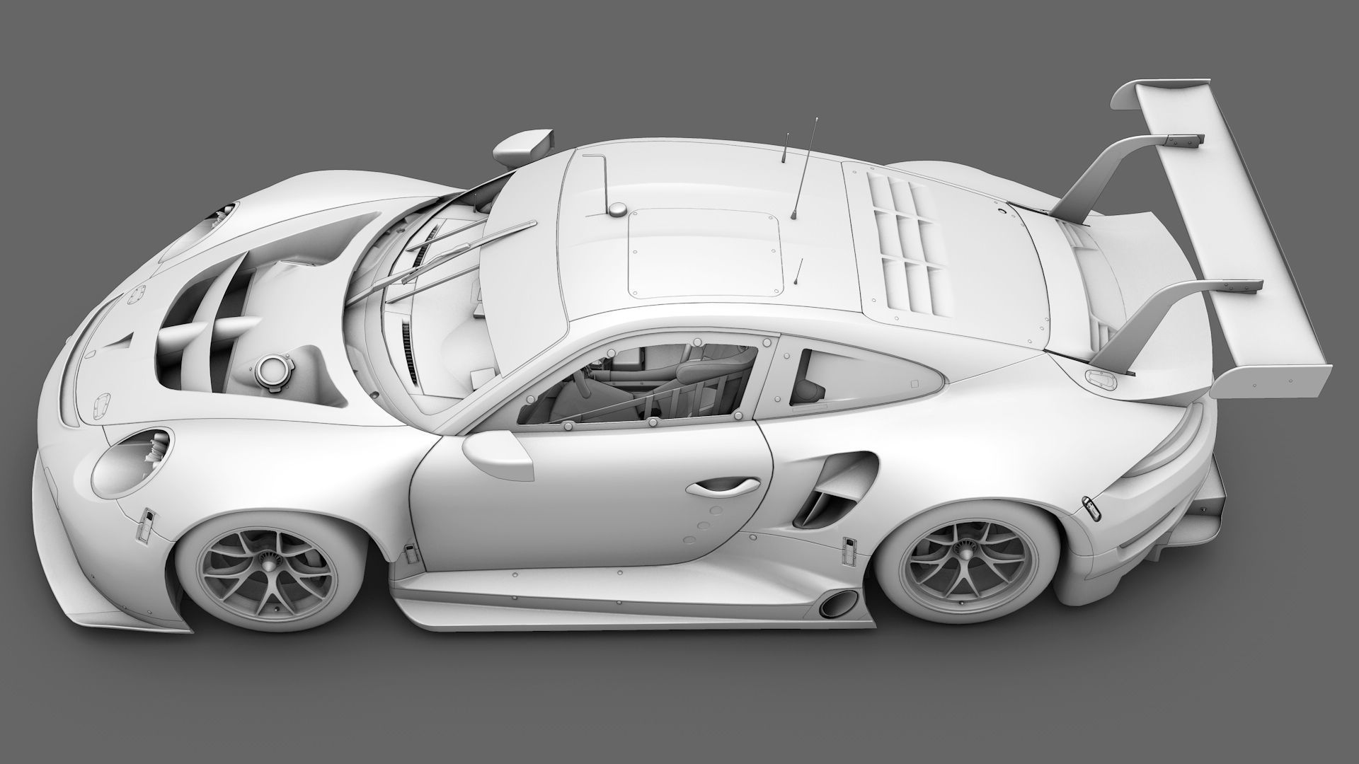 Porsche 911 RSR 2019 GT3 GTLM Low-poly 3D model_8