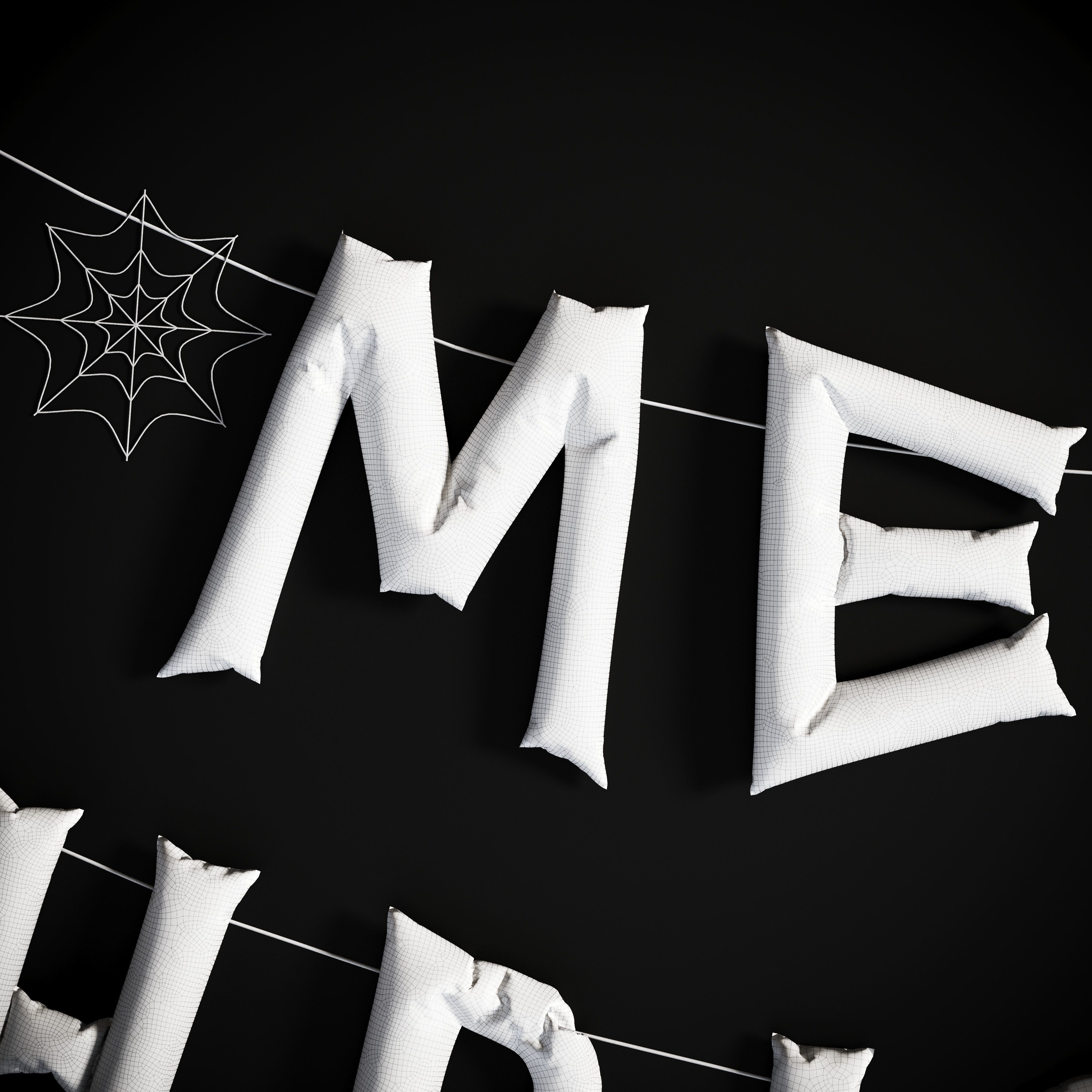 Balloons Merry Christmas Low-poly 3D model_3