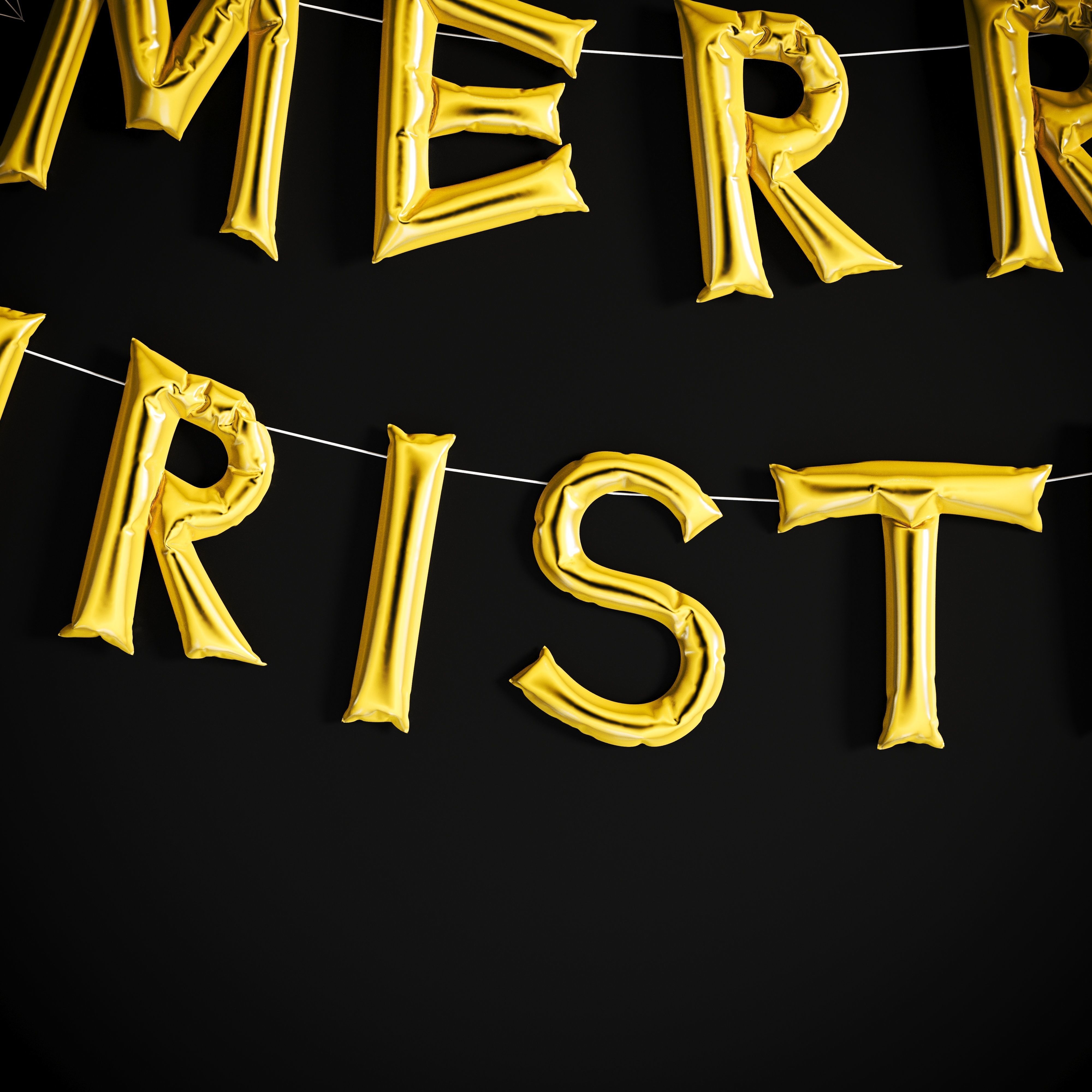 Balloons Merry Christmas Low-poly 3D model_9