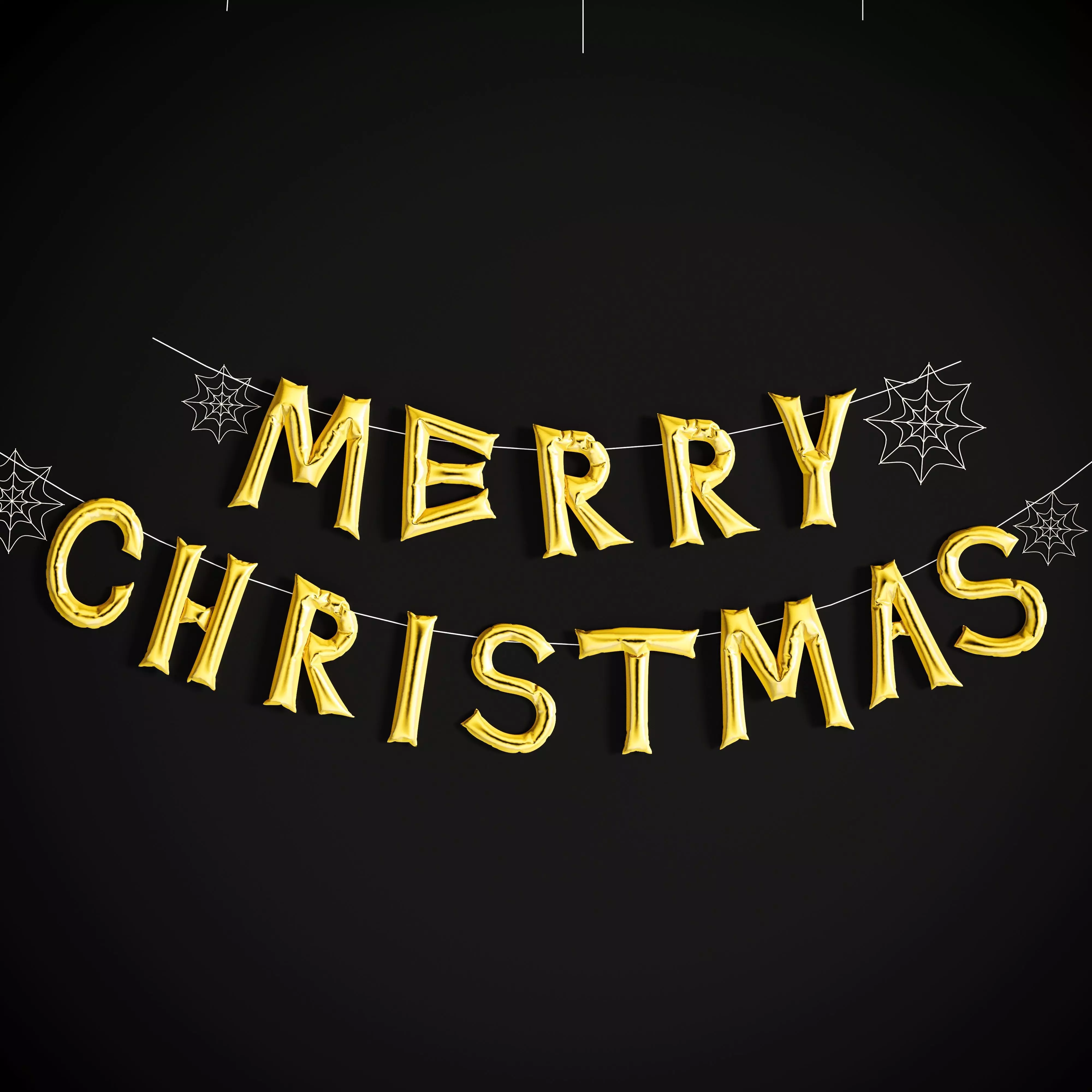 Balloons Merry Christmas Low-poly 3D model_0