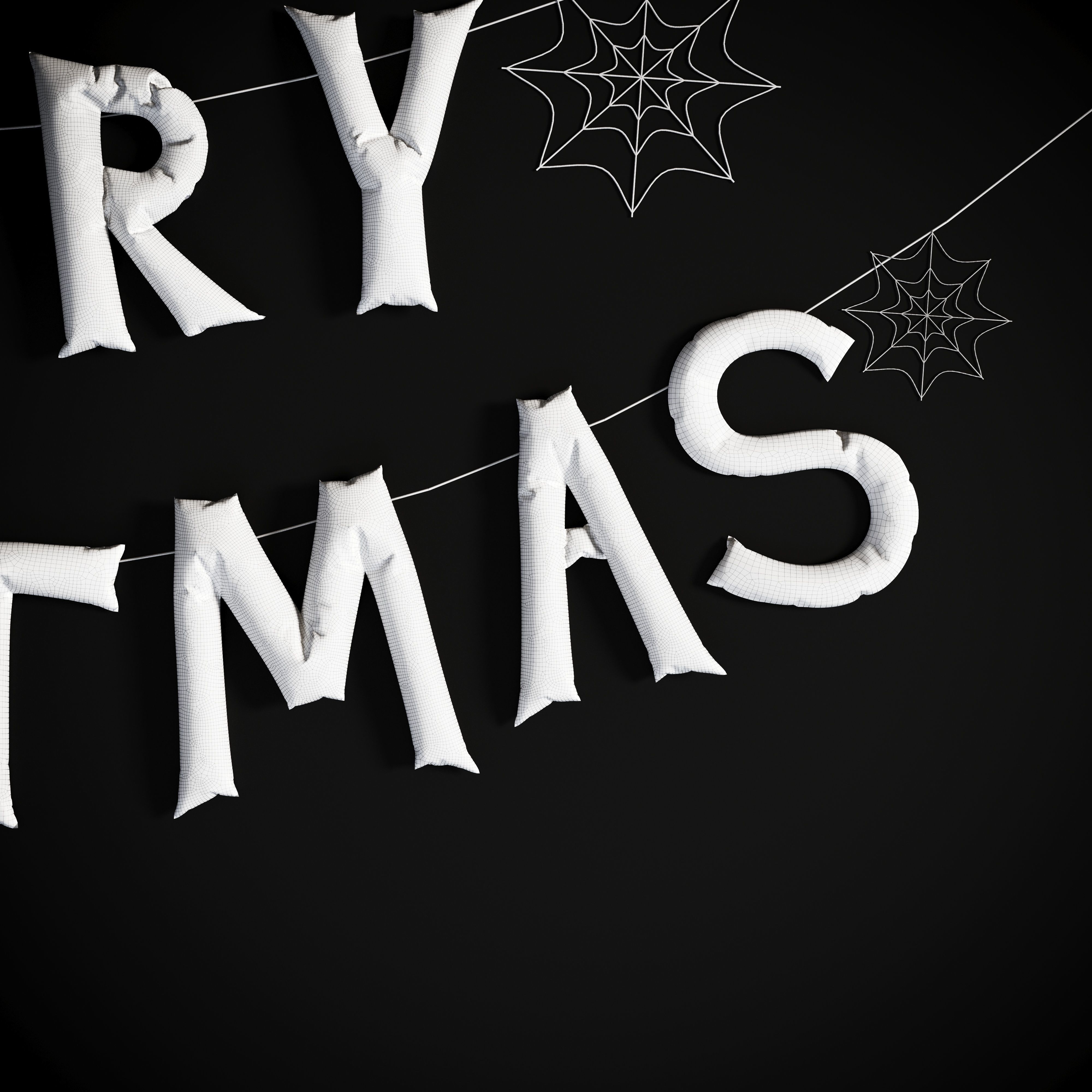 Balloons Merry Christmas Low-poly 3D model_11