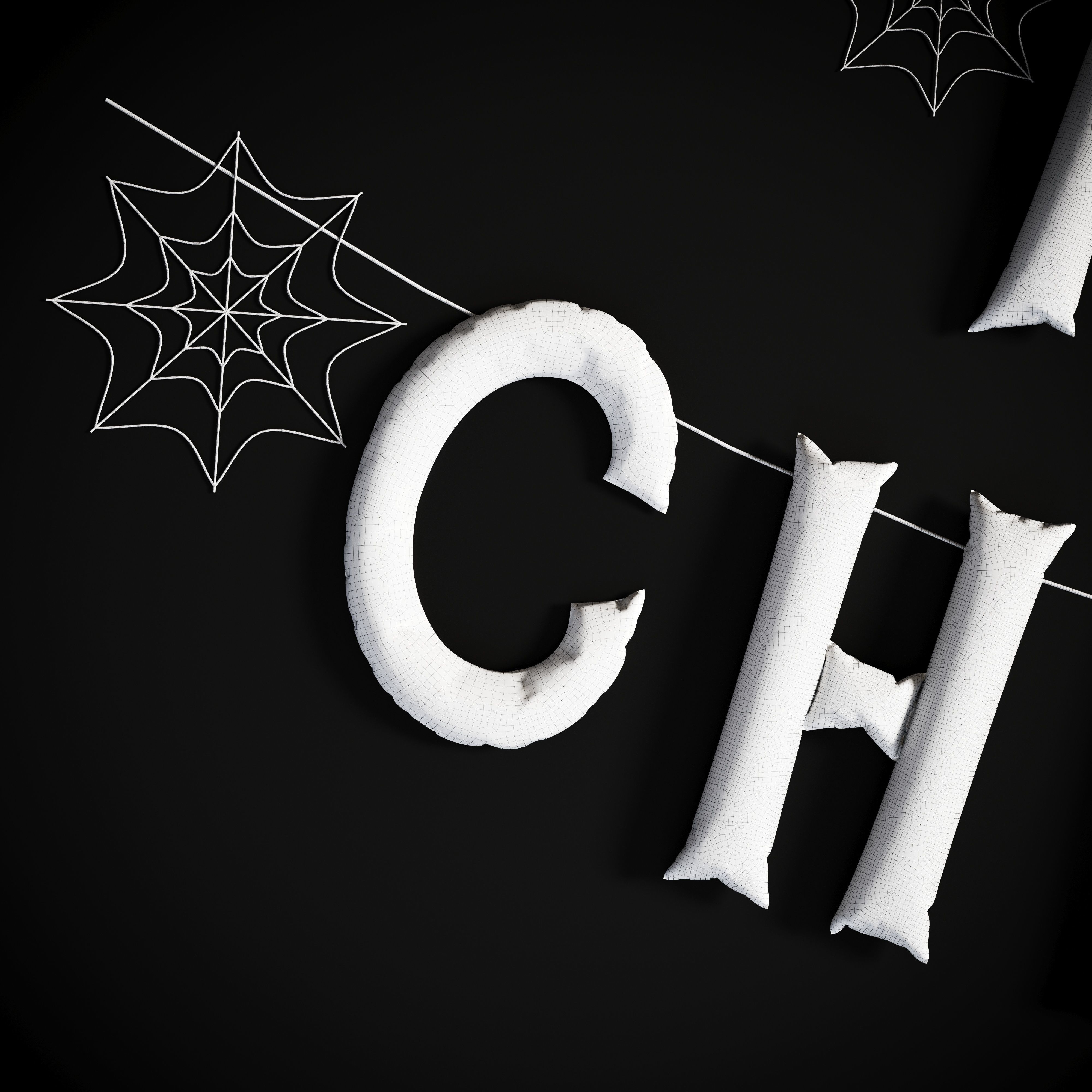 Balloons Merry Christmas Low-poly 3D model_7