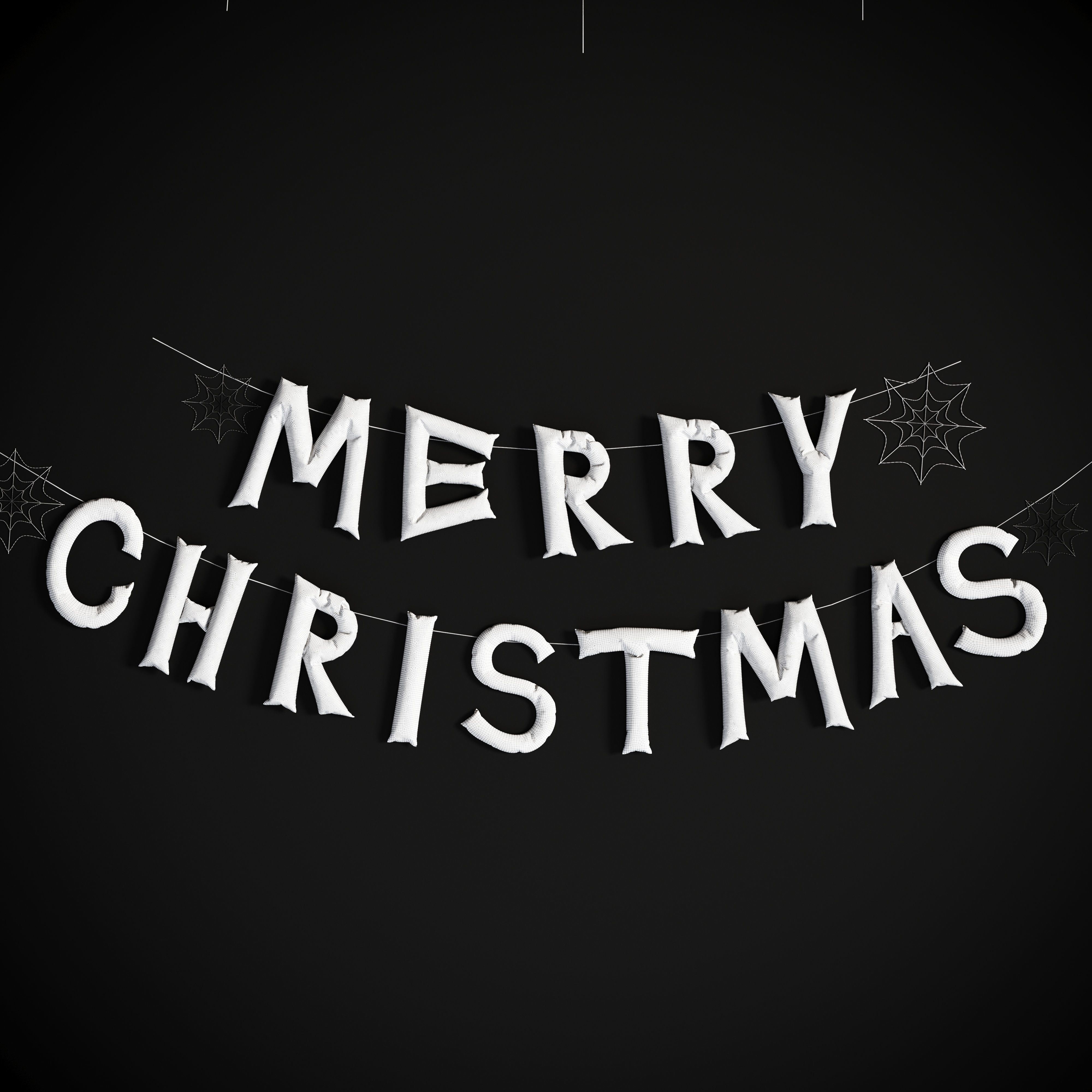 Balloons Merry Christmas Low-poly 3D model_1