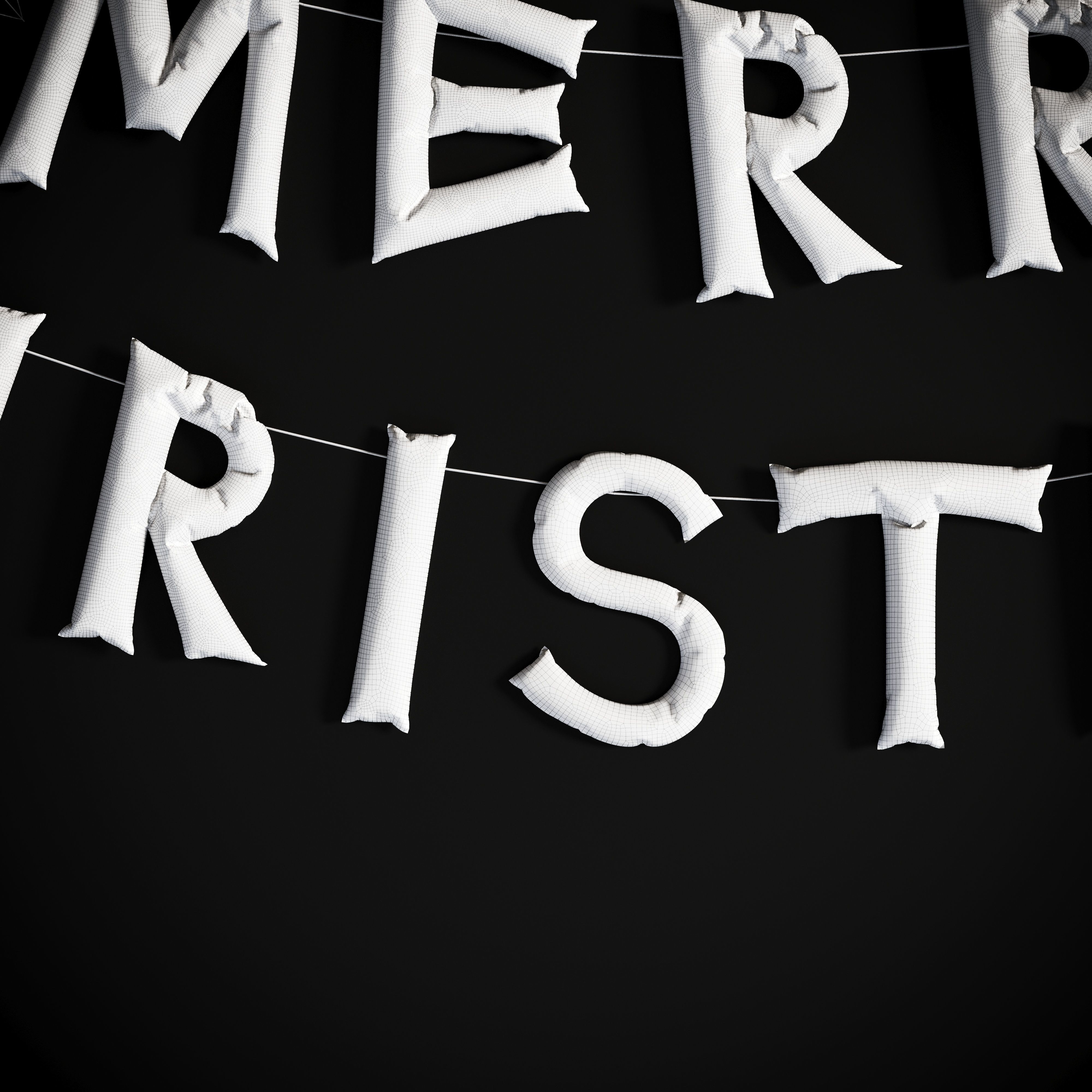 Balloons Merry Christmas Low-poly 3D model_8