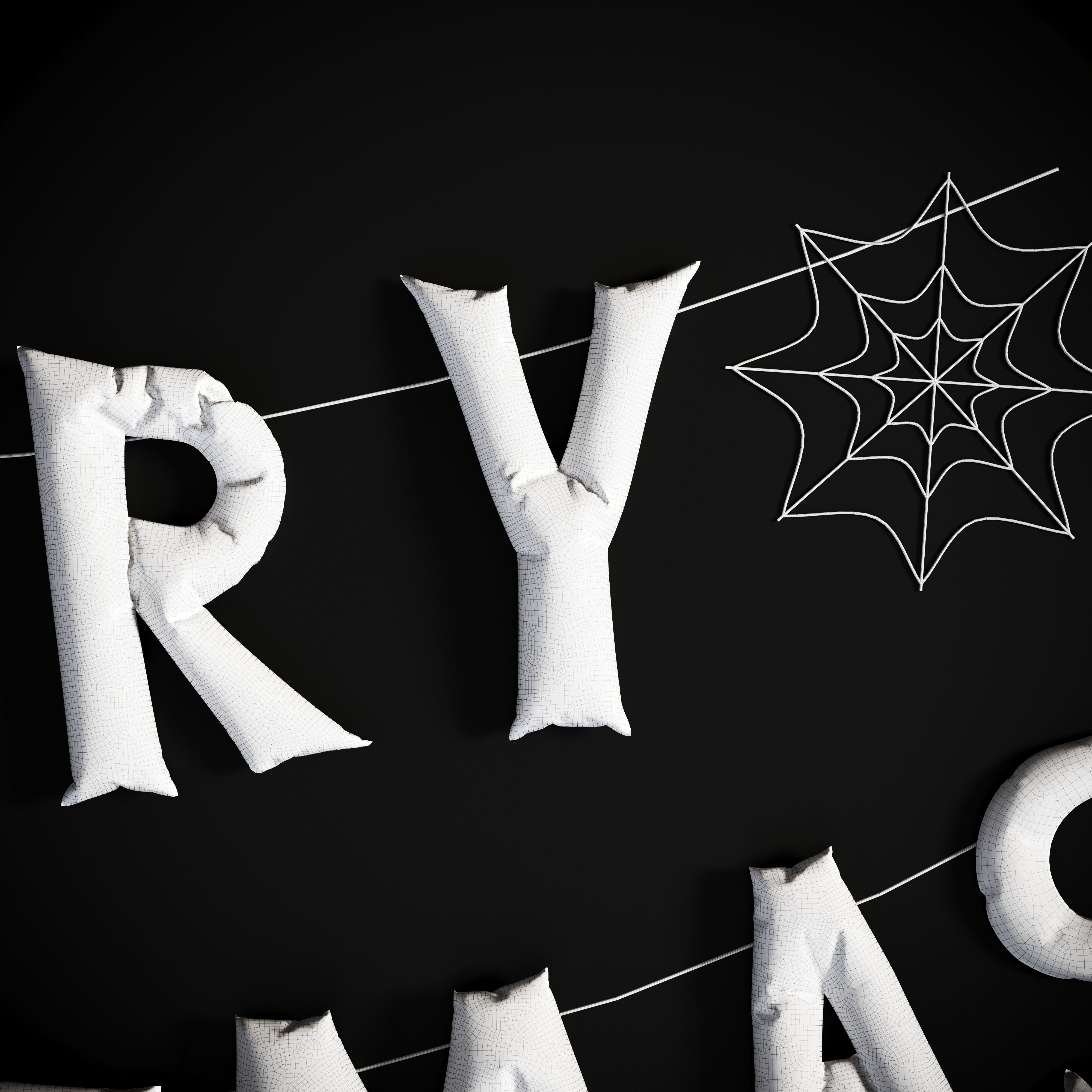 Balloons Merry Christmas Low-poly 3D model_4