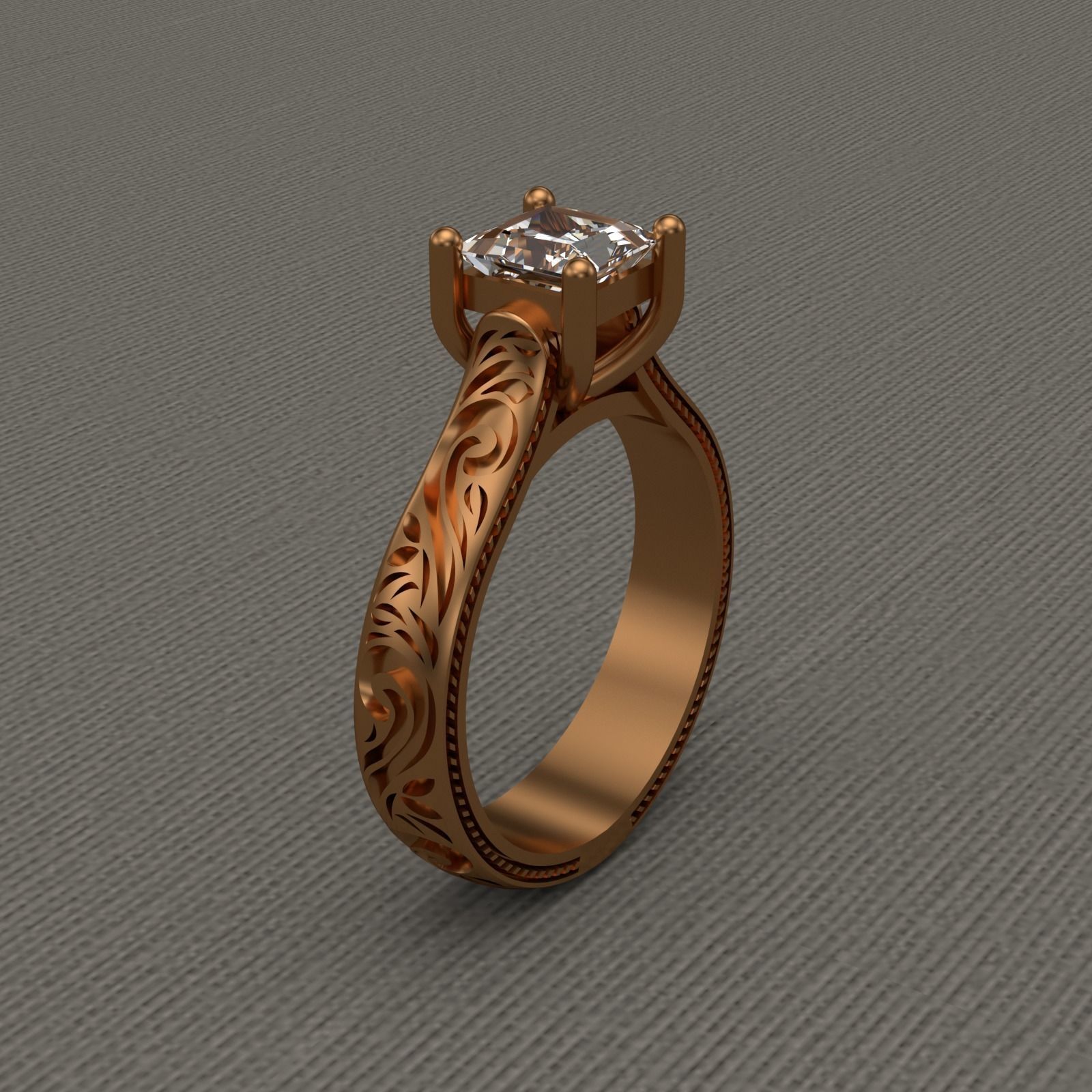 Engagement ring ornament 3D model_2