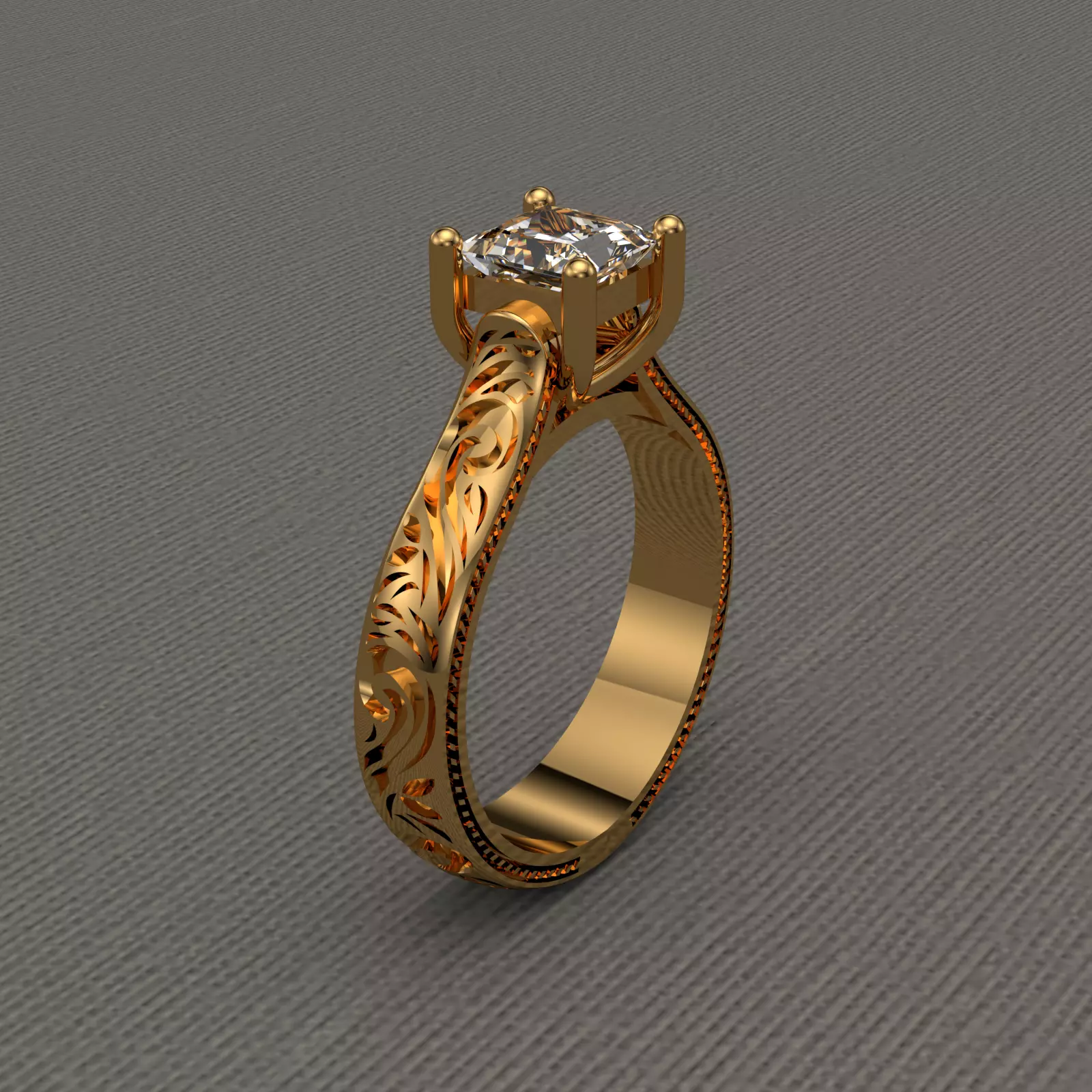 Engagement ring ornament 3D model_0