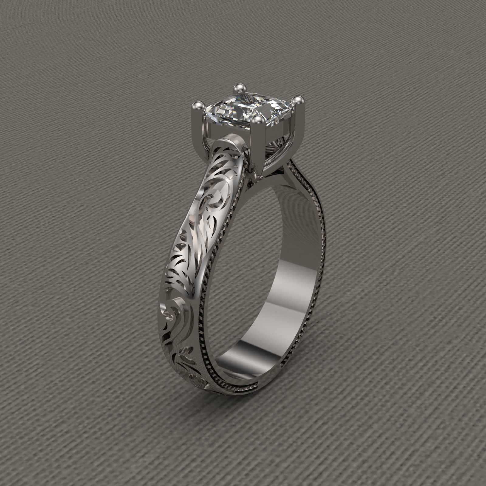 Engagement ring ornament 3D model_1
