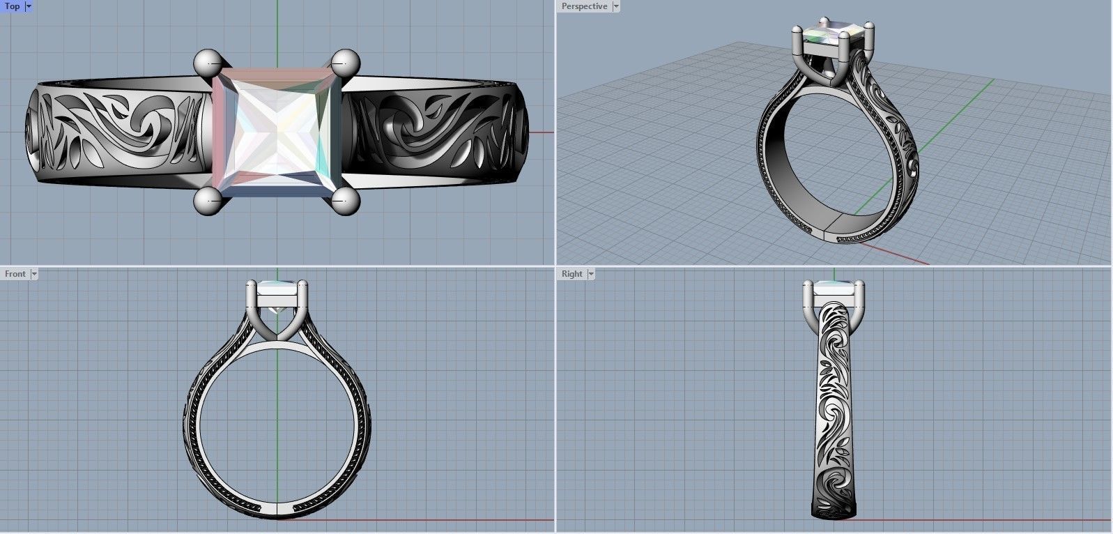 Engagement ring ornament 3D model_3