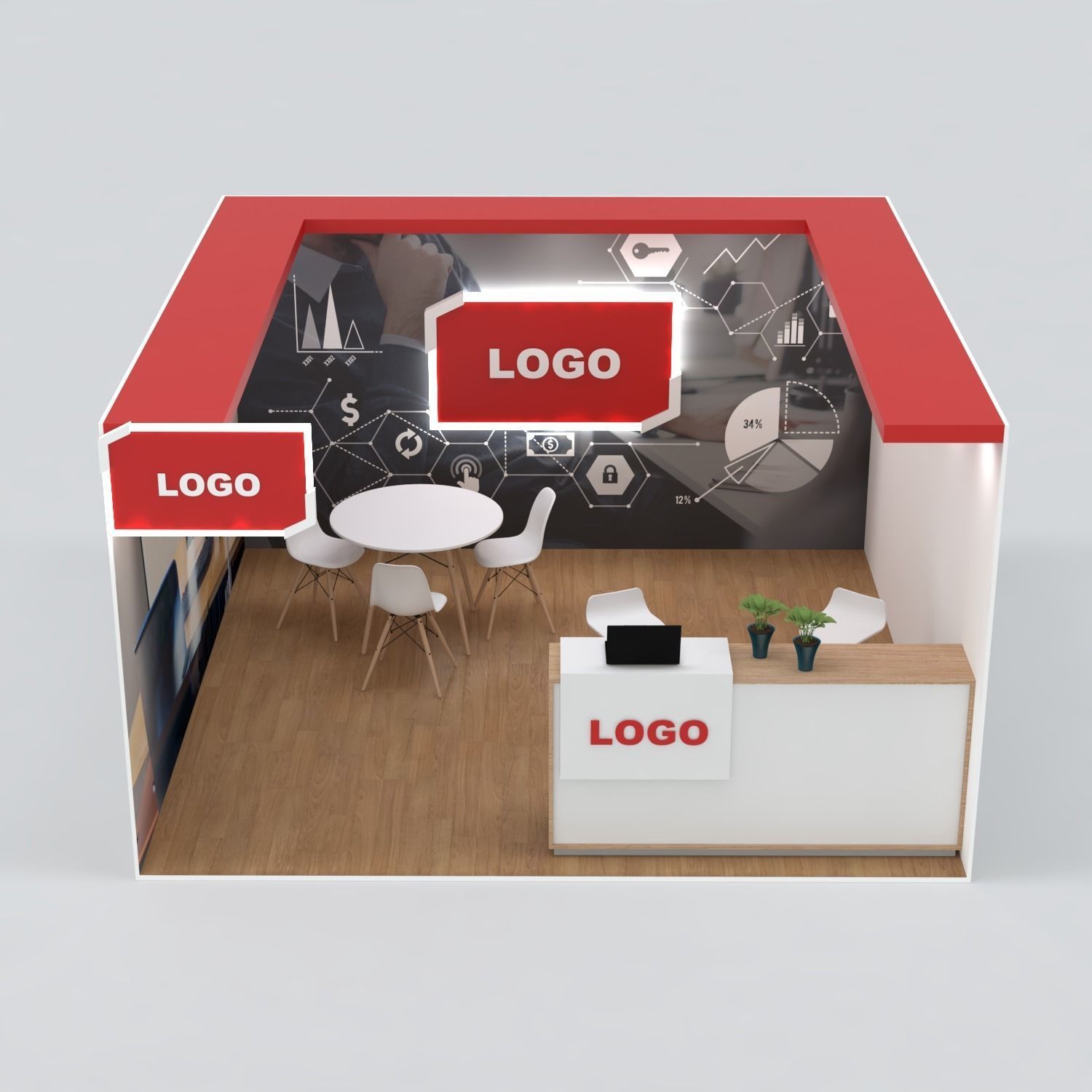 EXHIBITION STAND - A1 - 4X4MTRS 3D model_2