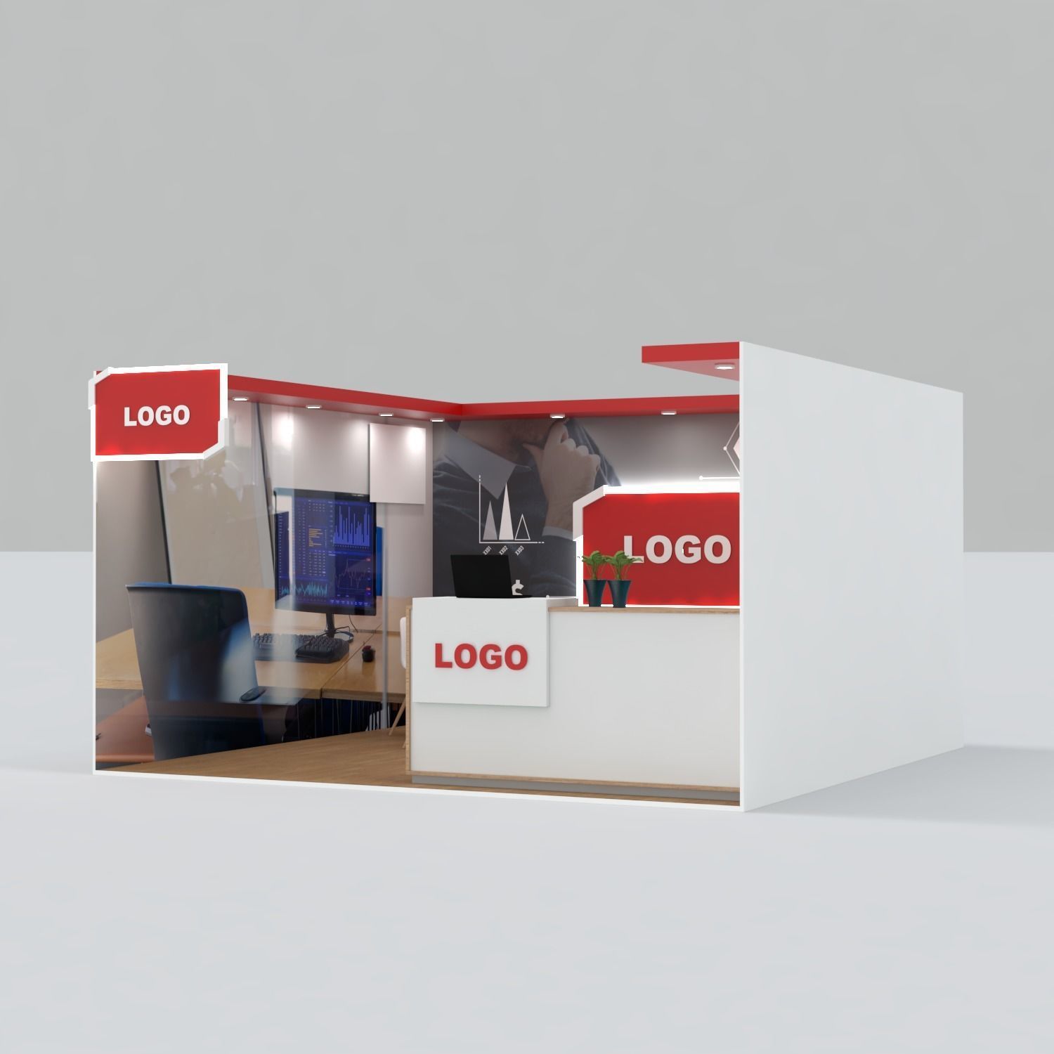 EXHIBITION STAND - A1 - 4X4MTRS 3D model_1