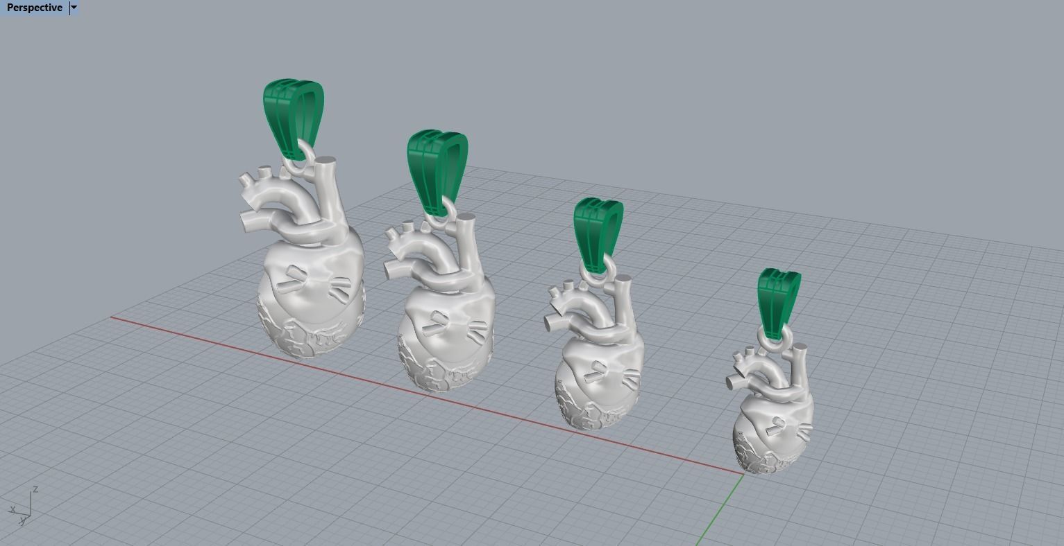 Heart Pendant different sizes N72 3D print model_18