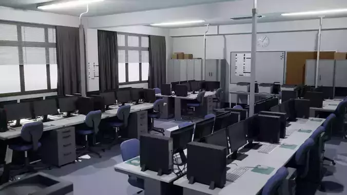 Japanese School Computer Classroom Low-poly 3D model