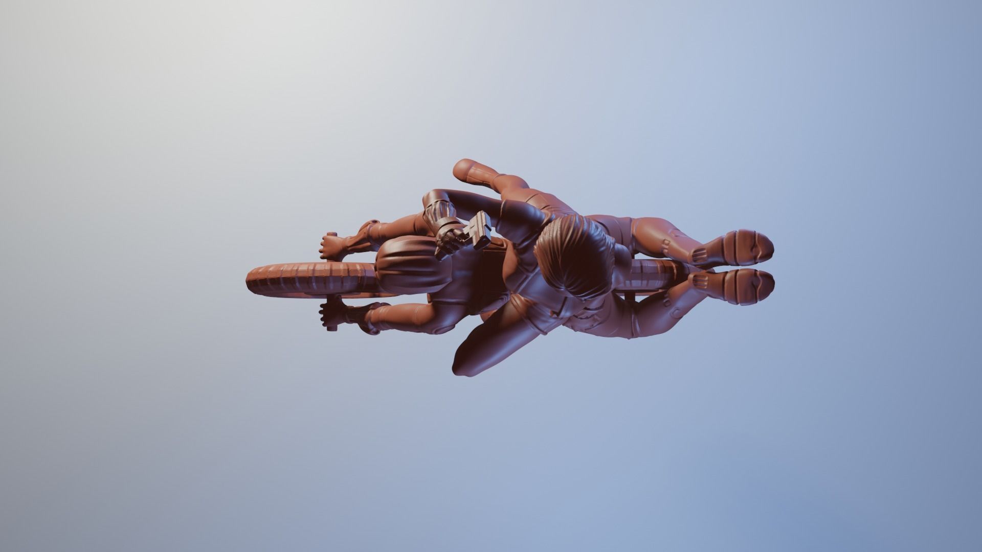 Minamoto woman riding bike 3D print model_8