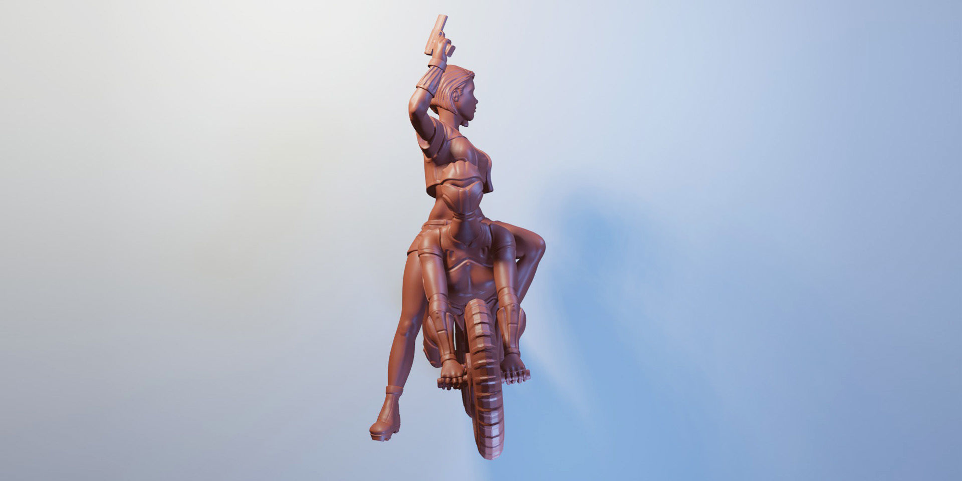 Minamoto woman riding bike 3D print model_6