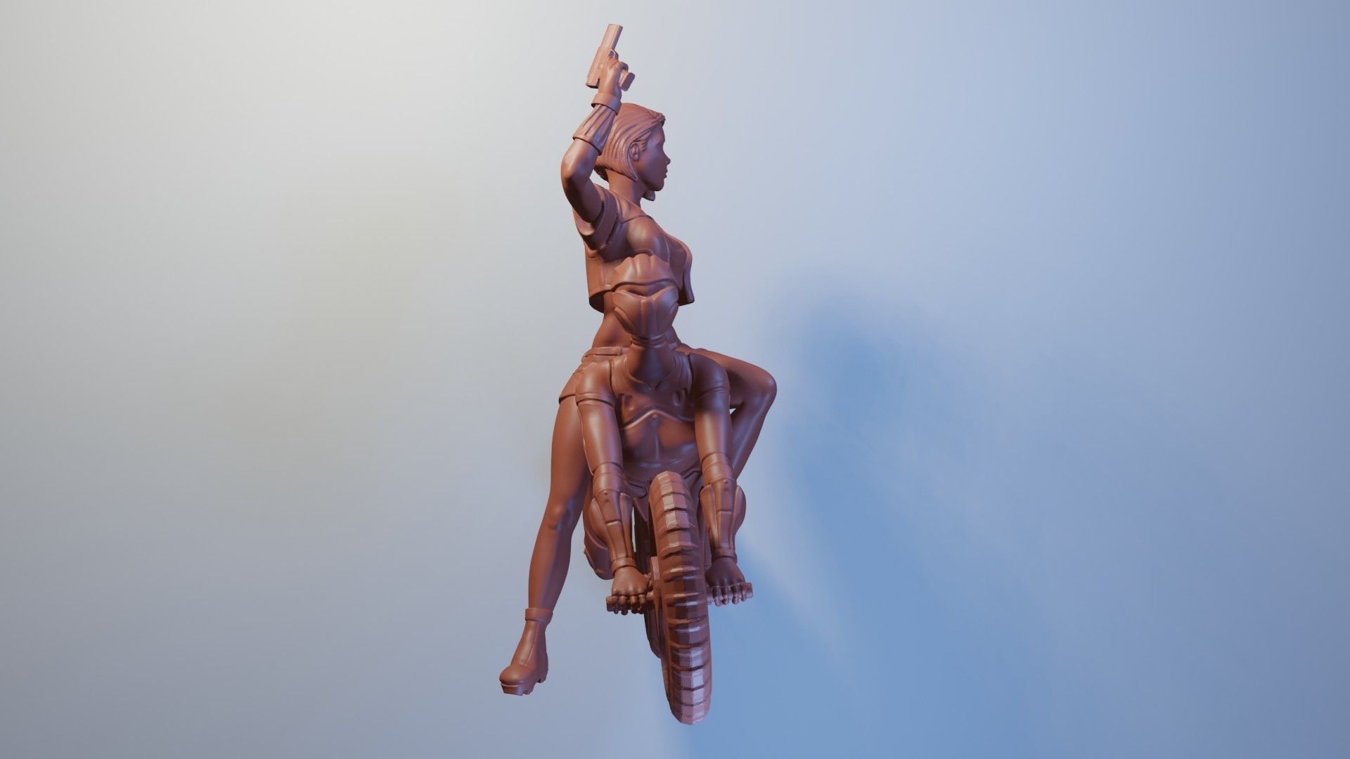 Minamoto woman riding bike 3D print model_5