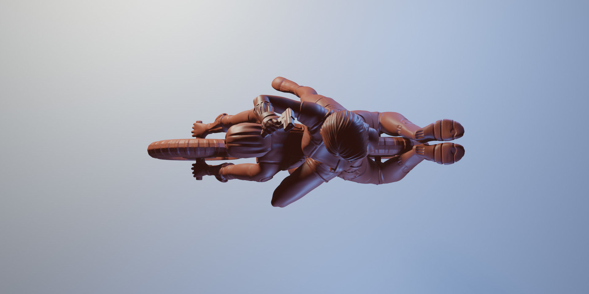 Minamoto woman riding bike 3D print model_7