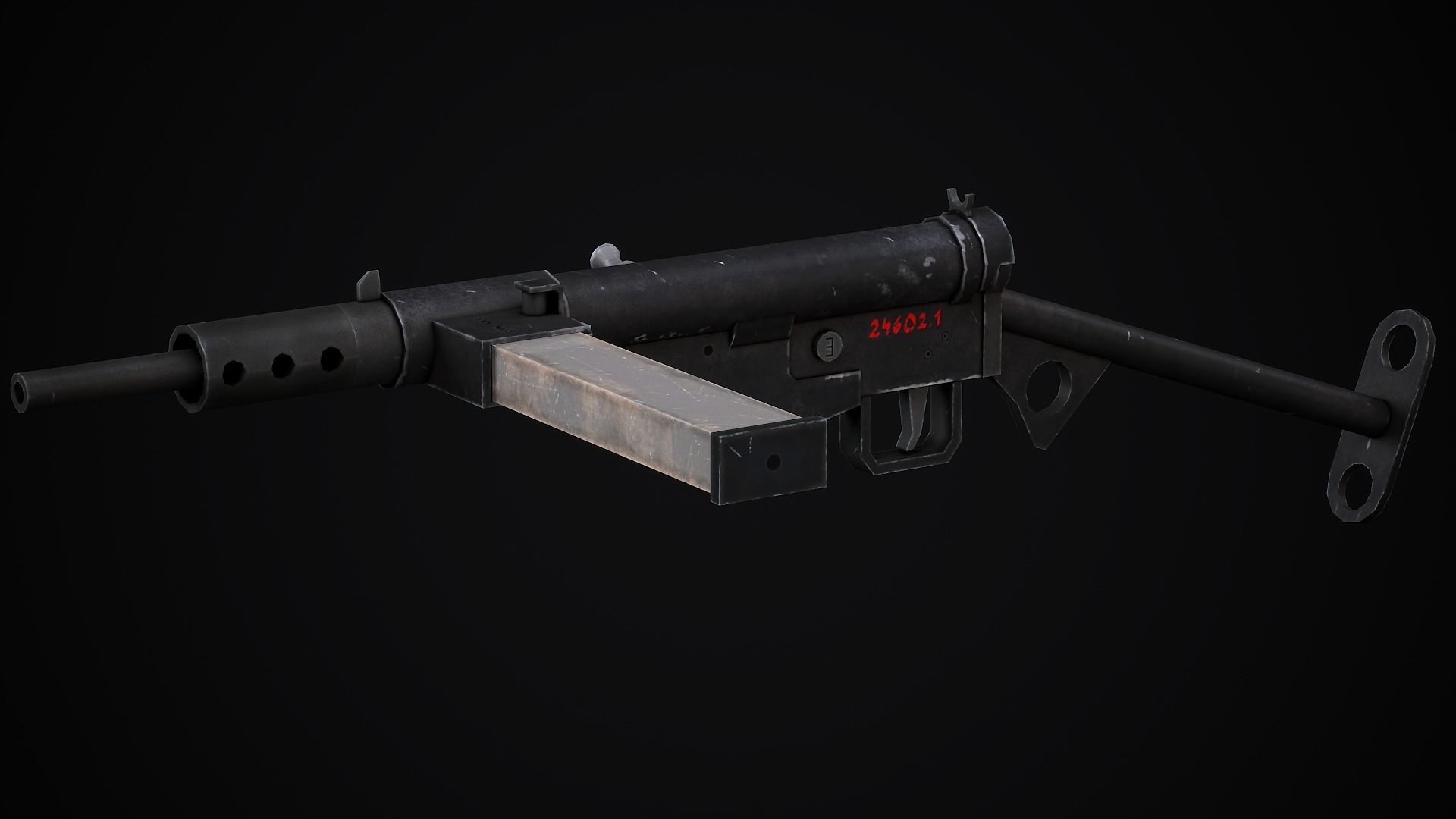 Sten Submachine Gun - Low Poly Game Ready Low-poly 3D model_5