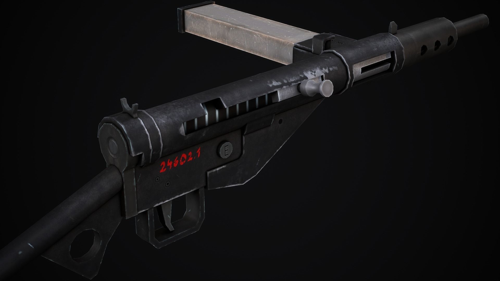 Sten Submachine Gun - Low Poly Game Ready Low-poly 3D model_1