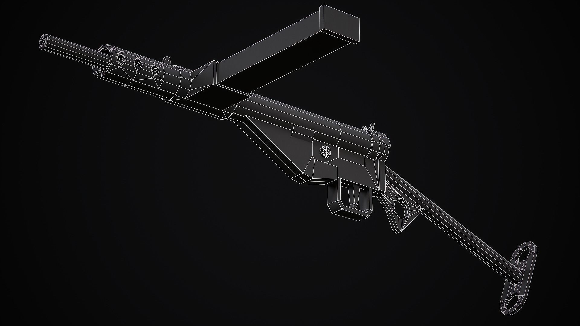Sten Submachine Gun - Low Poly Game Ready Low-poly 3D model_16