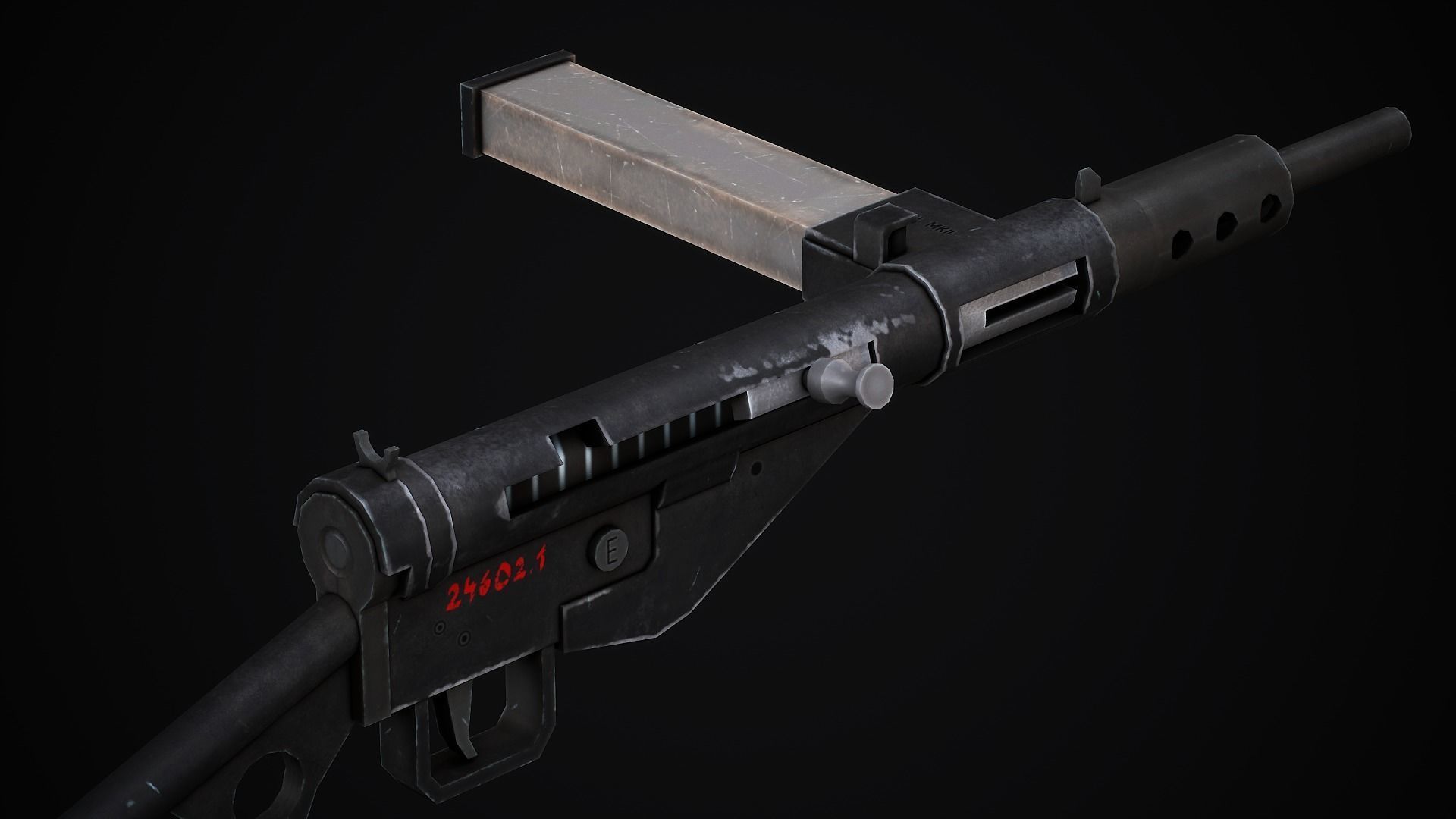 Sten Submachine Gun - Low Poly Game Ready Low-poly 3D model_7